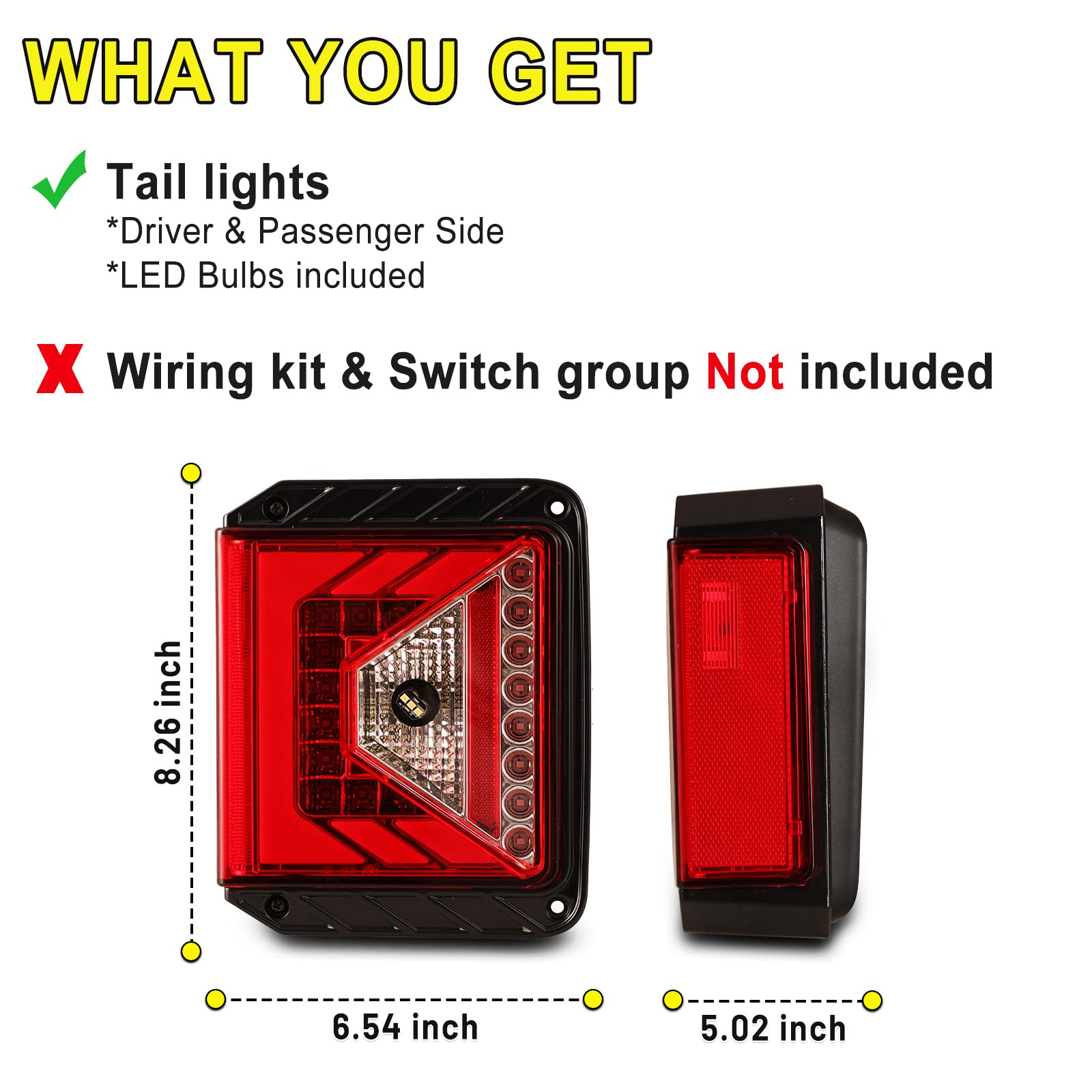 AUTOWIKI LED Tail Lights for 2007-2018 Jeep Wrangler JK & JKU - Black Housing with Red Lens - Direct Replacement Pair (Left & Right) - Enhance Visibility & Style for Off-Road Adventures & Night Driving