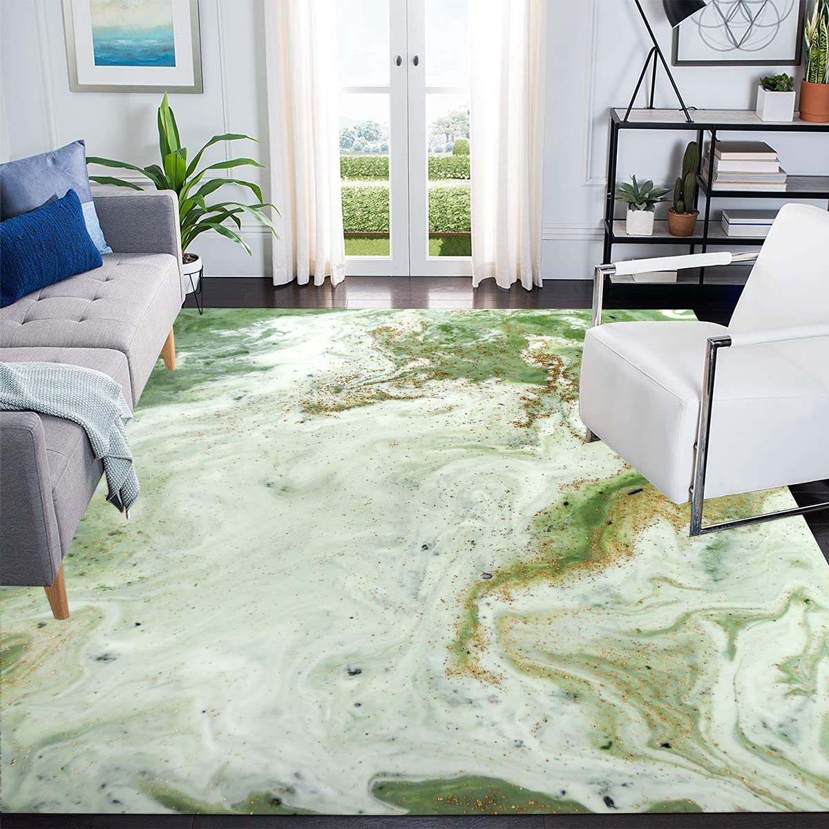 Vintage Sage Green Beige Modern Abstract Area Rug 6x8 - Soft Thick Non-Shedding Washable - Farmhouse Living Room Bedroom Dining Kitchen Laundry Entryway Runner - Perfect for Cozy Home Decor & High Traffic Areas