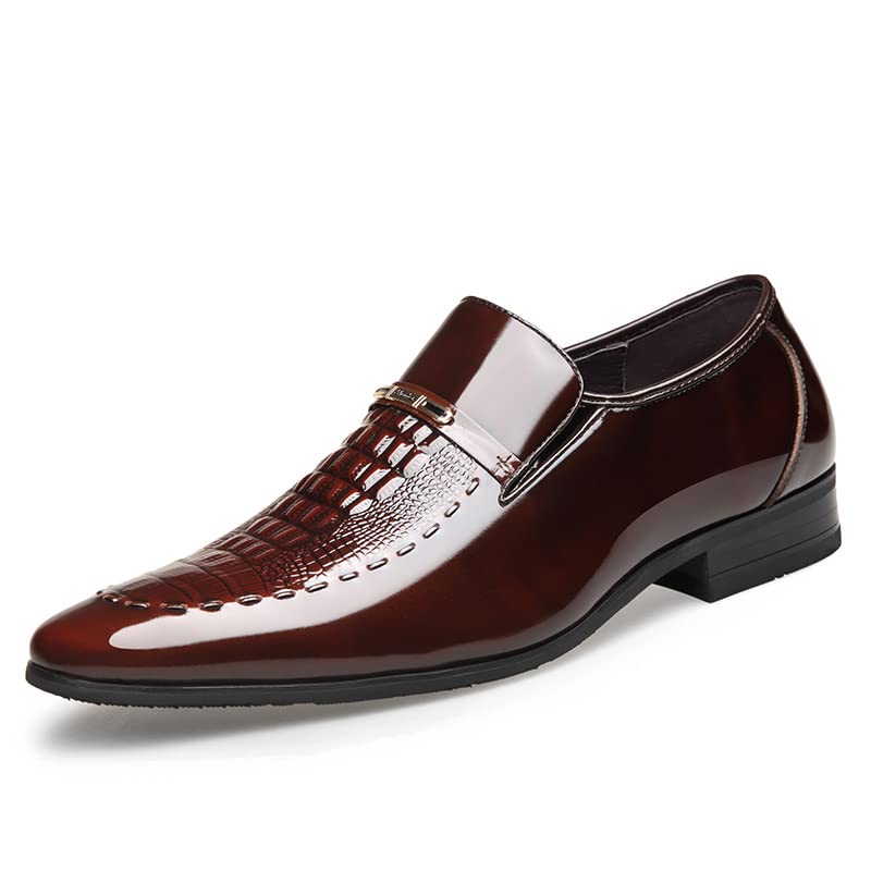 Men's Classic Pointed Toe Oxford Dress Shoes - Patent Leather Black Formal Business Wedding Shoes for Big Sizes - Perfect for Weddings, Business Meetings & Special Occasions