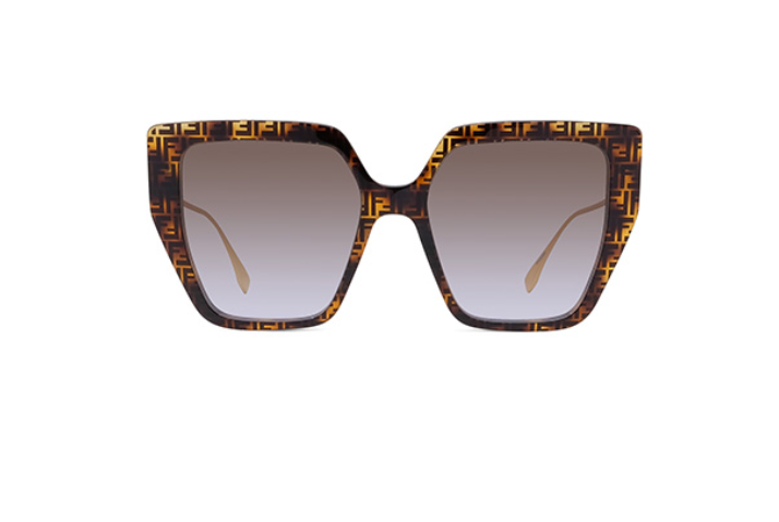 Fendi BAGUETTE FE40012U 55F Havana Gold/Brown Gradient Square Women's Sunglasses - Luxury Designer Shades for Fashion & Outdoor Activities