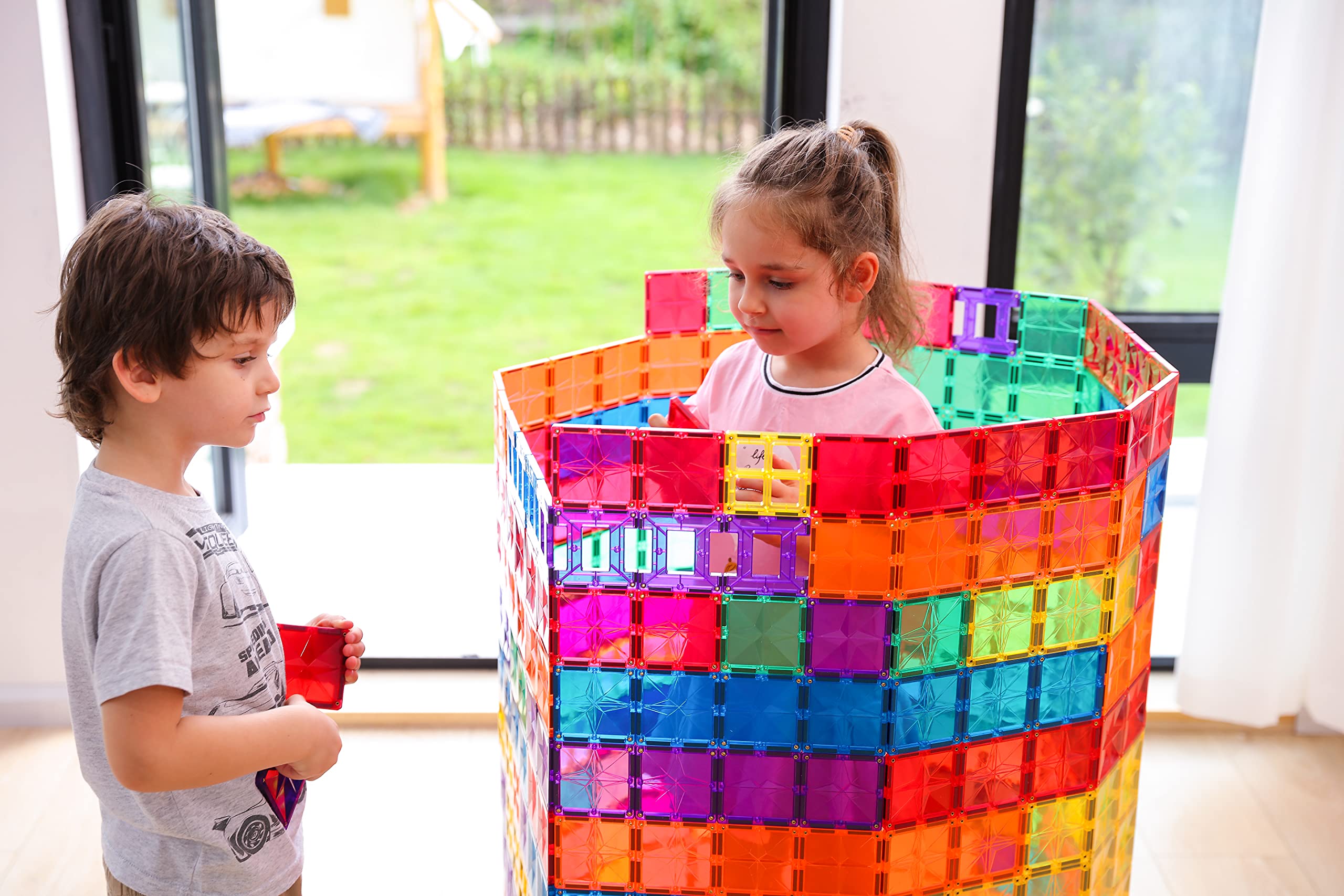Premium Magnetic Tiles Building Set - 100+ STEM Authenticated Magnetic Blocks for Kids Ages 3-10 | Educational Construction Toys for Boys & Girls | Perfect for Classroom Learning & Creative Play at Home
