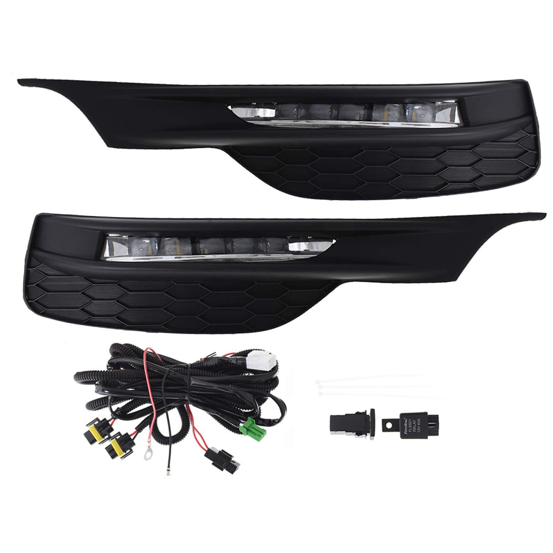 Munirater LED Fog Lights Kit with Bezel Switch & Wiring Harness - Compatible with 2016-2017 Honda Accord Sedan 4Dr - Durable Replacement for Enhanced Night Driving Safety