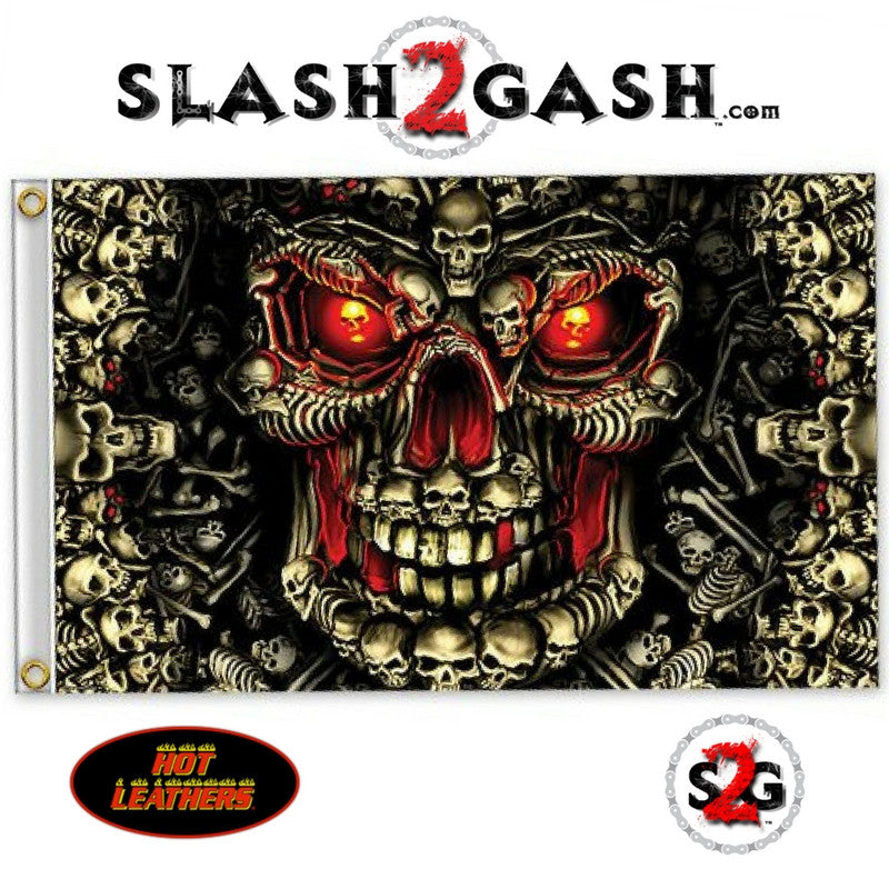 Hot Leathers Skull Flag 3x5 Feet with Grommets - Limited Edition Biker Decor for Motorcycle Clubs & Man Cave