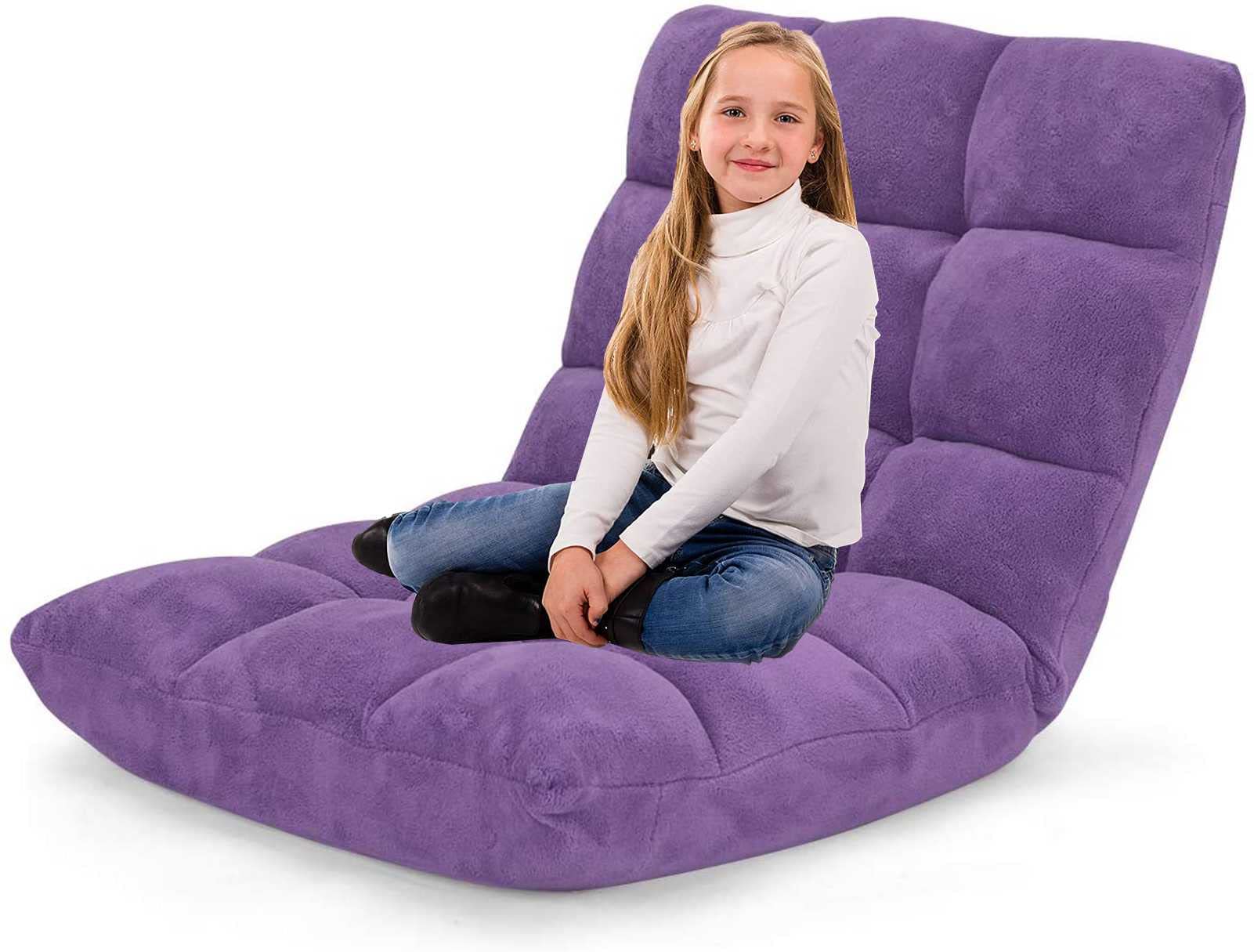 Adjustable 6-Position Memory Foam Video Gaming Floor Chair - Foldable Sofa Lounger, Recliner & Sleeper Bed for Living Room - Perfect for TV Watching, Gaming, Reading & Relaxing at Home
