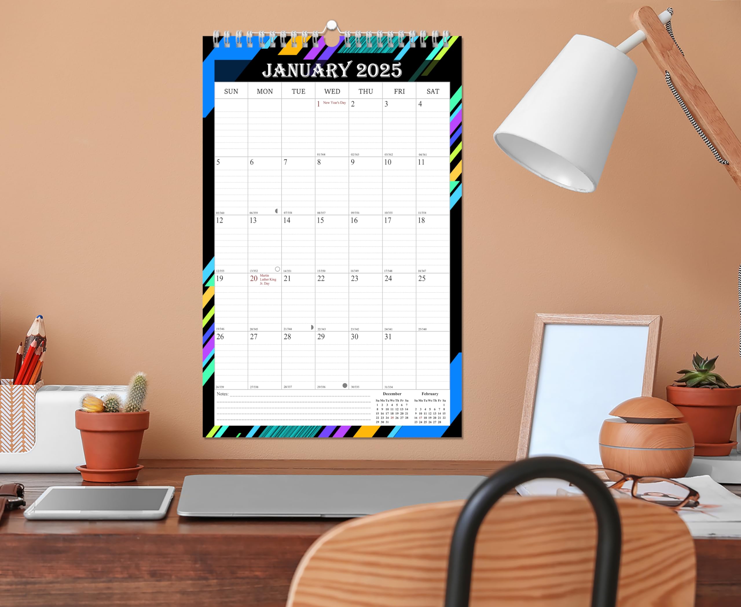 2025 Spiral-Bound Wall Calendar - 12 Month Large Planner 11