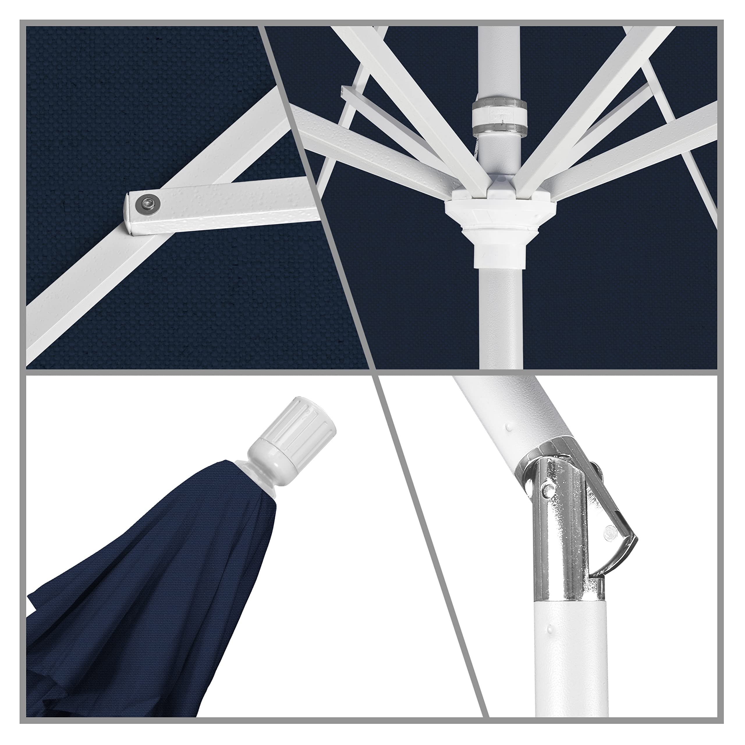 11' Round Aluminum Market Umbrella with Crank Lift & Tilt - Heavy Duty Patio Umbrella for Outdoor Dining, Poolside, Backyard, and Commercial Use - California Umbrella Brand