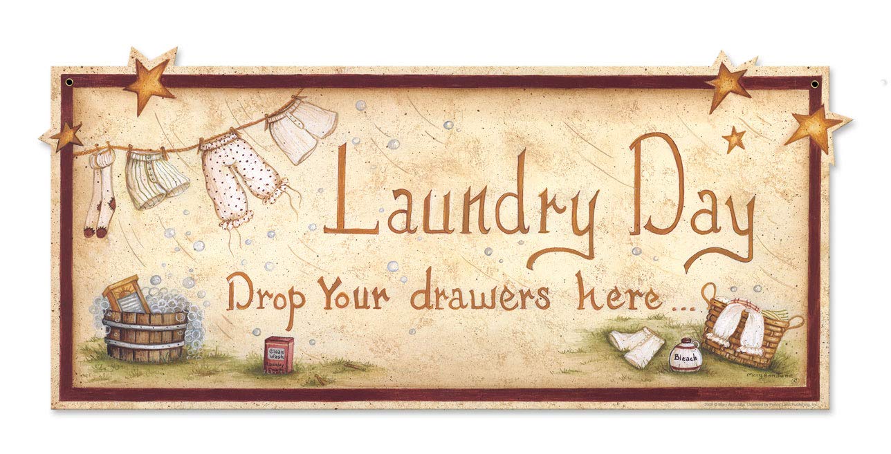 Vintage Laundry Drop Drawers Sign - Heavy Duty Steel Made in USA - Perfect for Laundry Room Decor & Retro Home Style