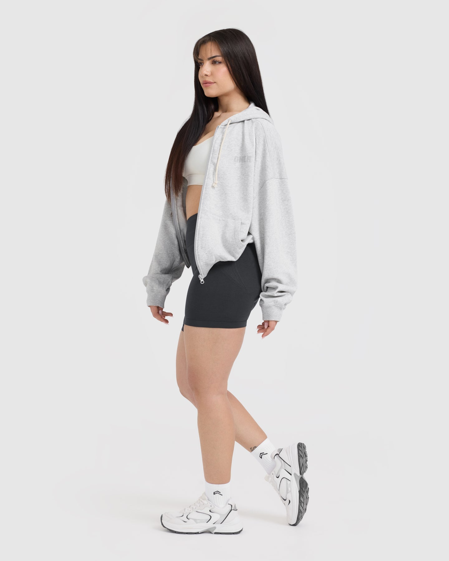 Raw Lounge Oversized Zip Hoodie for Women & Men - Light Grey Marl | Cozy Fleece Pullover for Casual Wear, Loungewear & Street Style