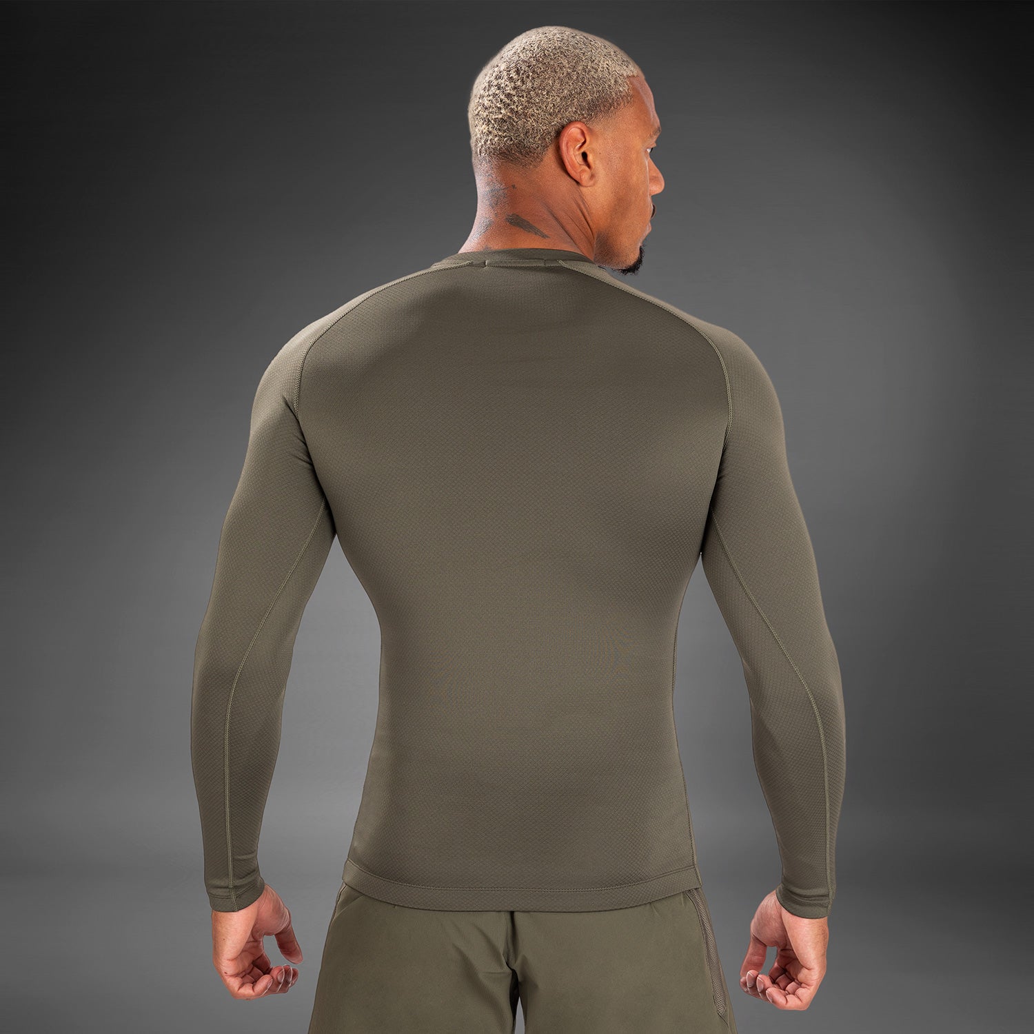 Venum Contender Men's Long Sleeve Rashguard - Moisture Wicking MMA & BJJ Training Shirt - Khaki Color for Grappling, MMA & Fitness Workouts