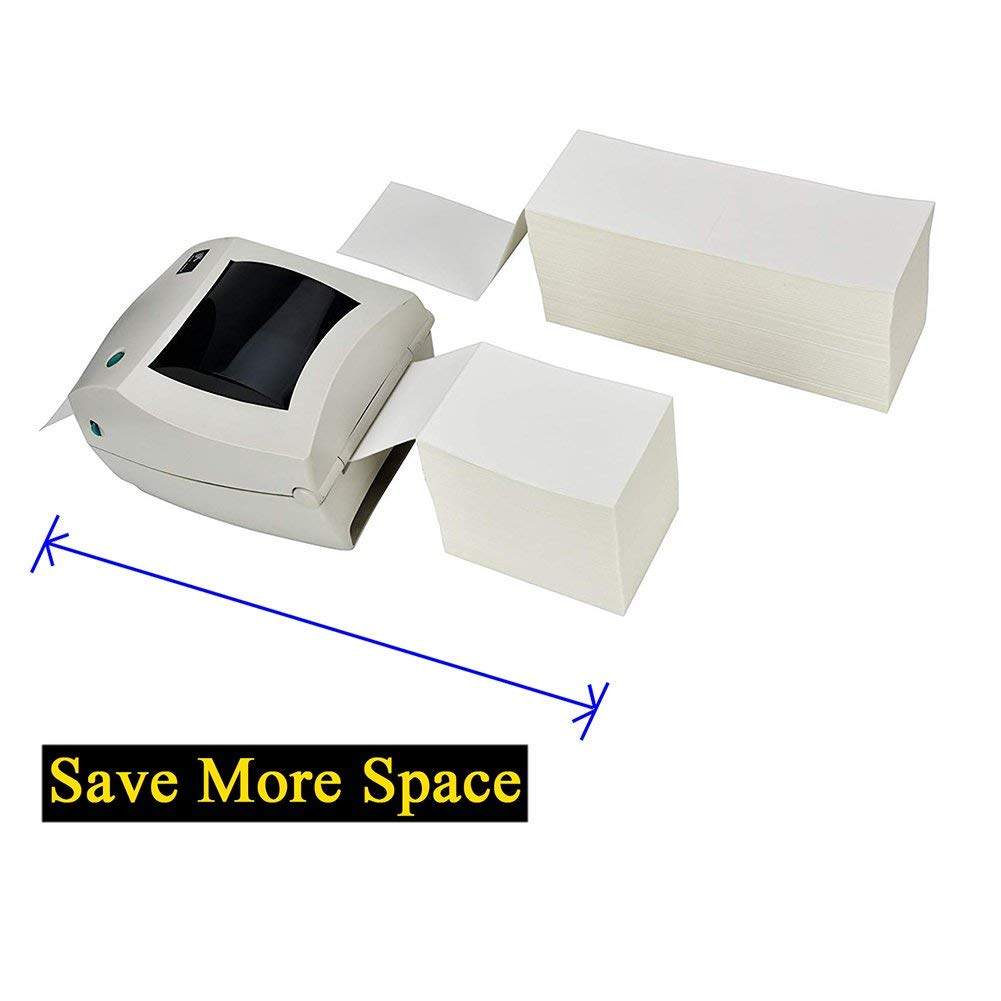 Fanfold 4 x 6 Direct Thermal Shipping Labels with Perforations - 1000 White Mailing Labels, Permanent Adhesive for Zebra Thermal Printers | Ideal for E-commerce, Logistics & Package Shipping