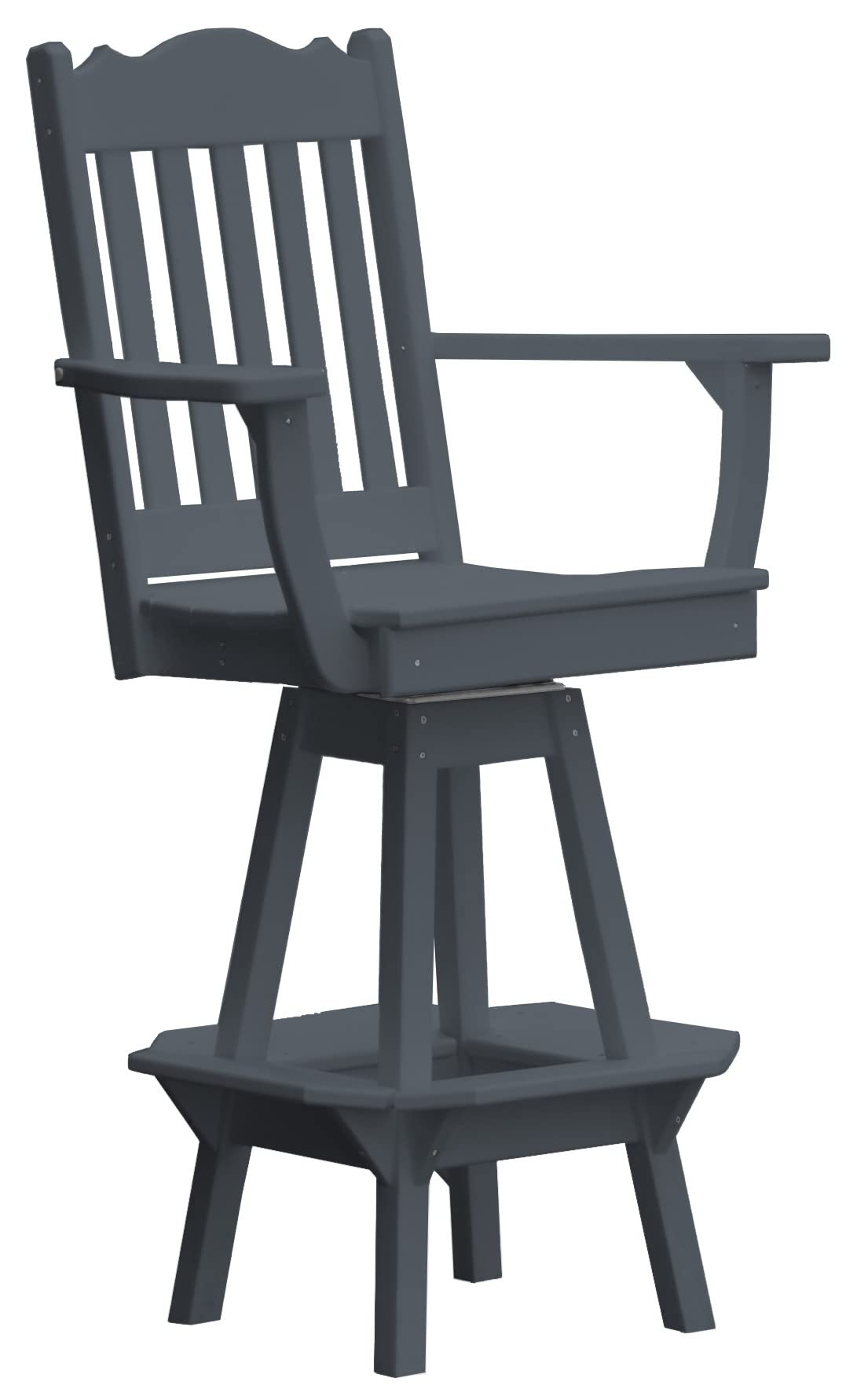 Royal Swivel Bar Chair with Arms - Dark Gray Poly Lumber Barstool for Kitchen Island, Home Bar & Patio - Durable Outdoor/Indoor Furniture by Furniture Barn USA
