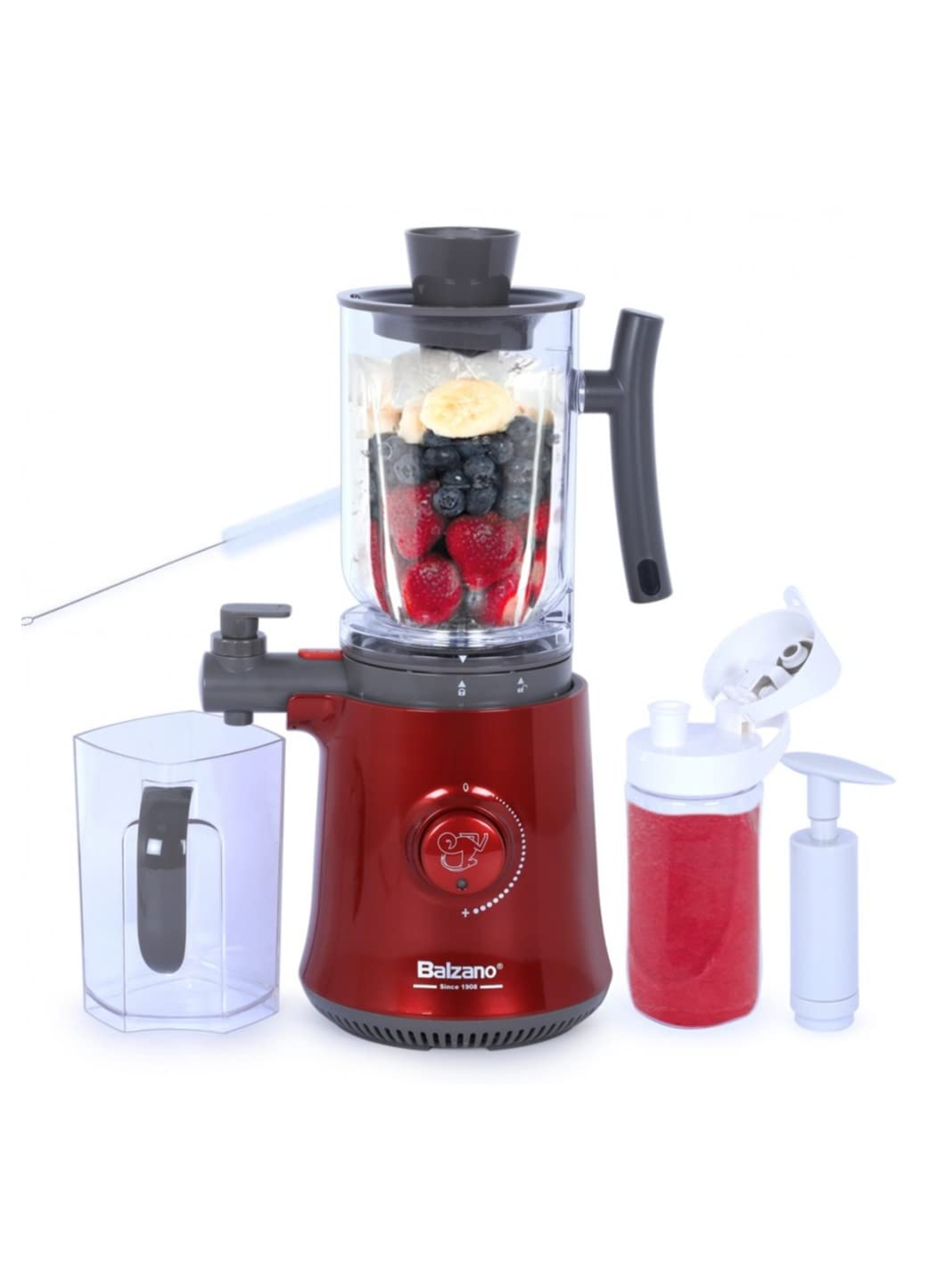 Premium 3-in-1 Yoga Blender, Smoothie Maker & Juicer with Auto Seed Separation - Immune Boosting, Compact Design (Metallic Red) - Perfect for Home Gym, Yoga Recovery & Healthy Breakfasts