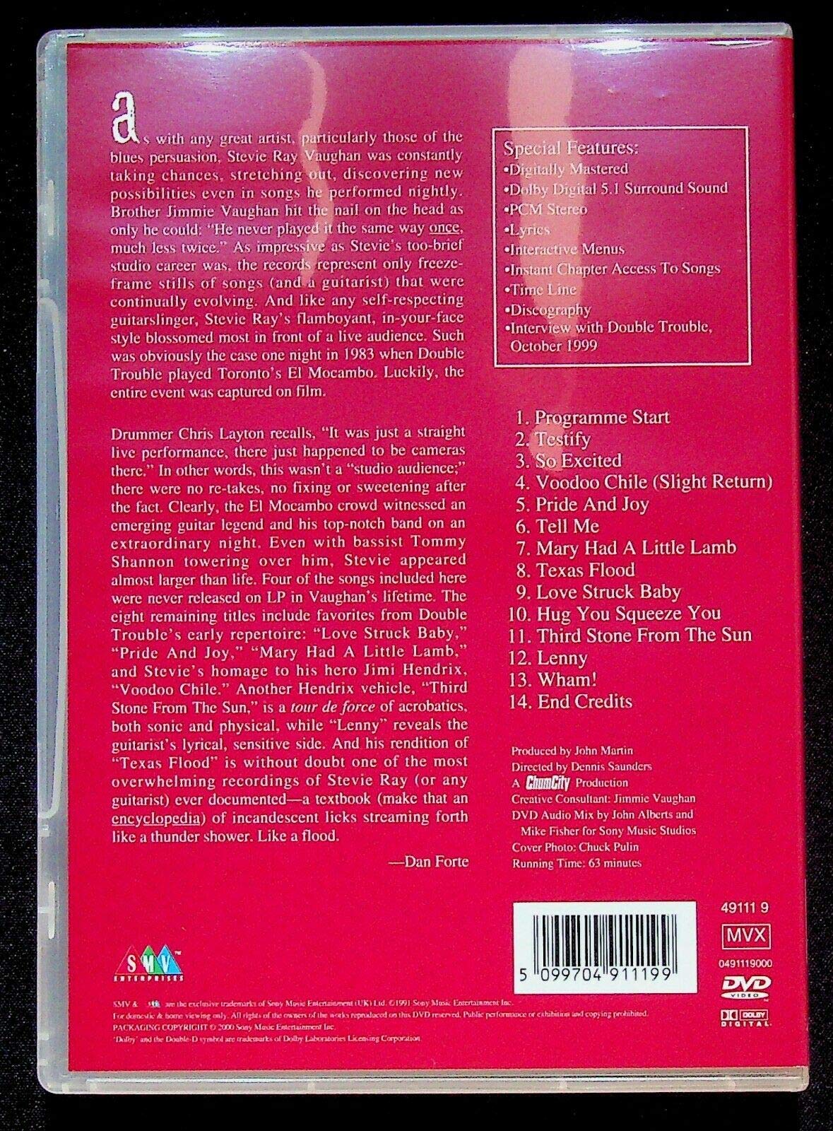 Stevie Ray Vaughan: Live At The El Mocambo [DVD] - Blues Guitar Concert Performance for Music Lovers & Collectors | Perfect for Home Entertainment & Gifts