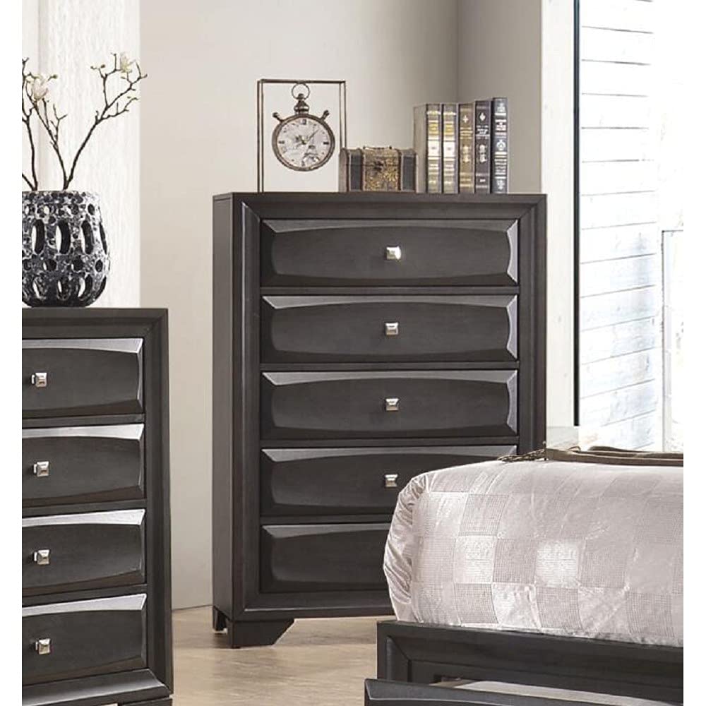 5-Drawer Wooden Dresser for Bedroom, Living Room & Entryway - Tall Storage Cabinet with Ample Space for Clothes, Linens & Home Organization (Perfect for Small Spaces & Apartment Living)