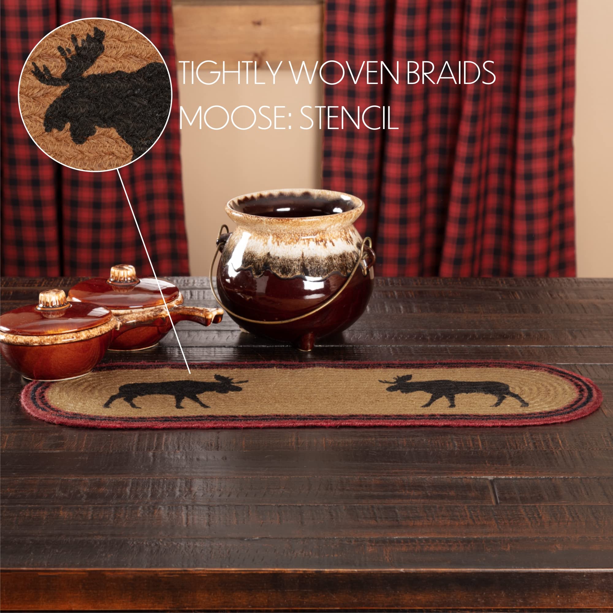 VHC Brands Cumberland Moose Rustic Decor Natural Jute Table Runner - 60