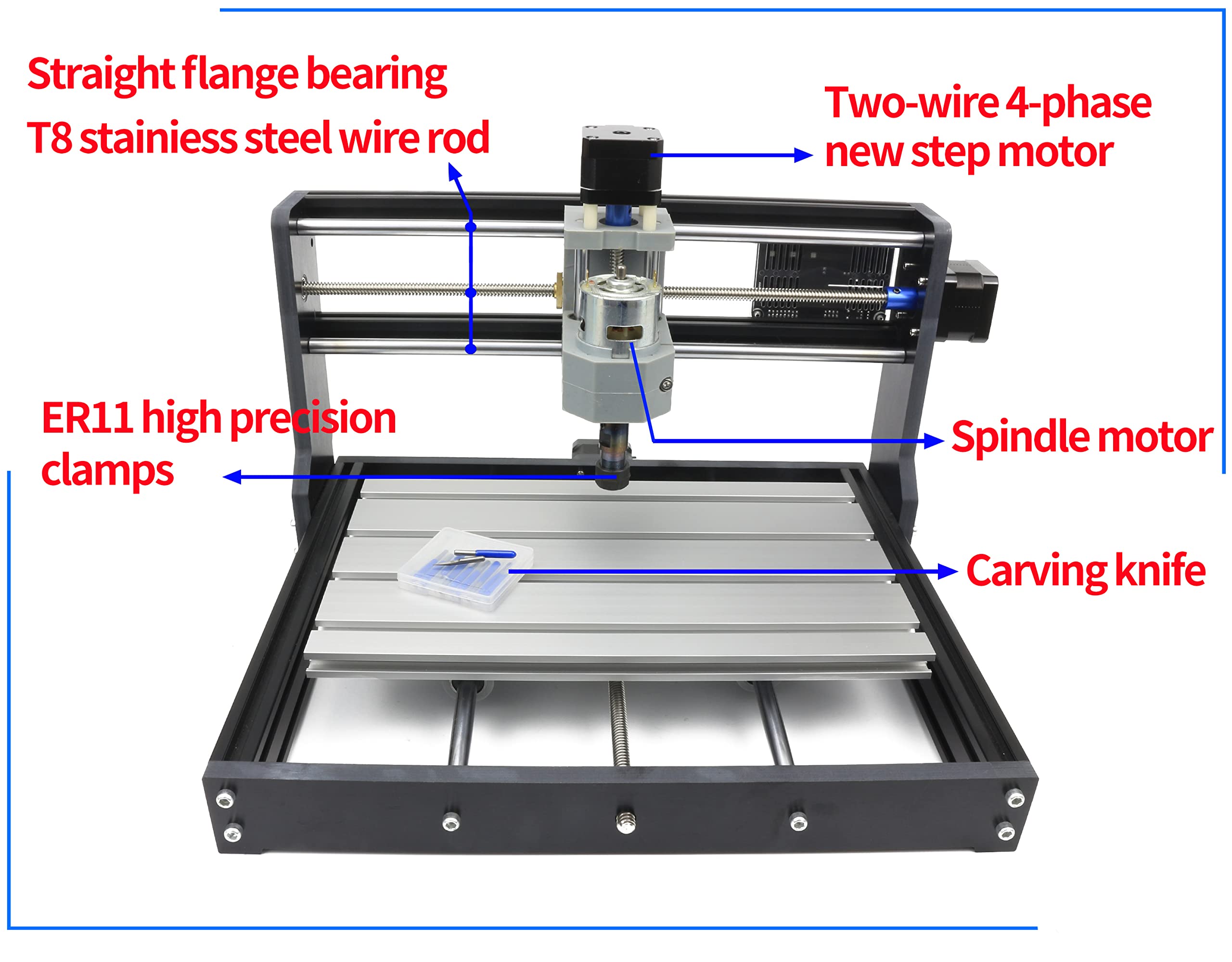 RATTMMOTOR DIY CNC Router Kit - 3 Axis Hobby CNC Machine with GRBL Control for Wood, Acrylic, PVC & PCB Engraving | 300x180x45mm Working Area | Perfect for Home DIY Projects, Woodworking & Craft Making