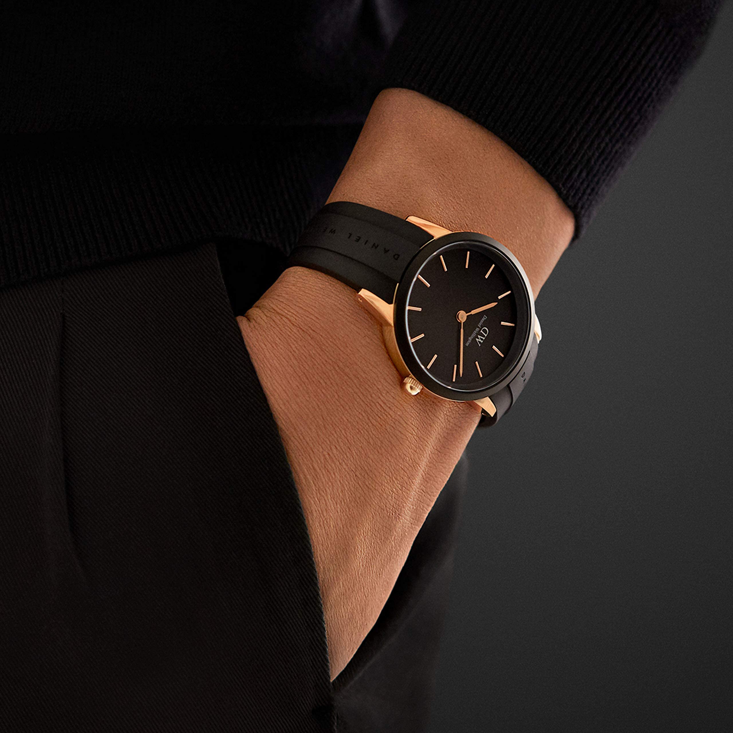 Daniel Wellington Iconic Rose Gold Rubber Strap Watch - Stylish & Waterproof for Everyday Wear, Work & Casual Outfits