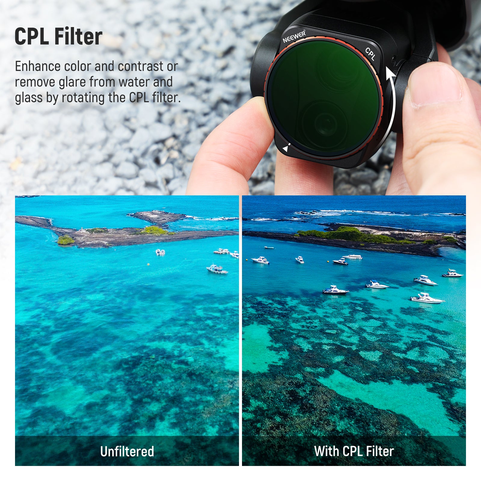 NEEWER FL A23 4-Pack ND & CPL Filter Kit for DJI Air 3 Drone - Enhance Aerial Photography with UV Protection & Reduced Glare for Stunning Landscape & Travel Videos