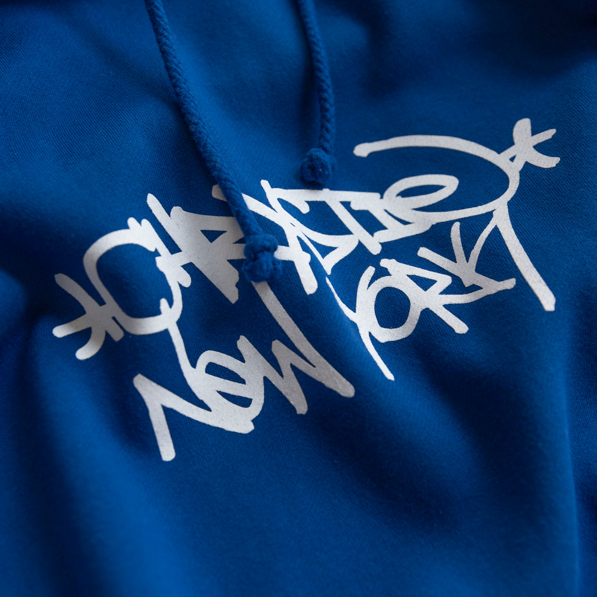 Chrystie NYC Tag Logo Hoodie - Royal Blue Pullover Sweatshirt for Men & Women | Casual Streetwear, Loungewear & Winter Fashion