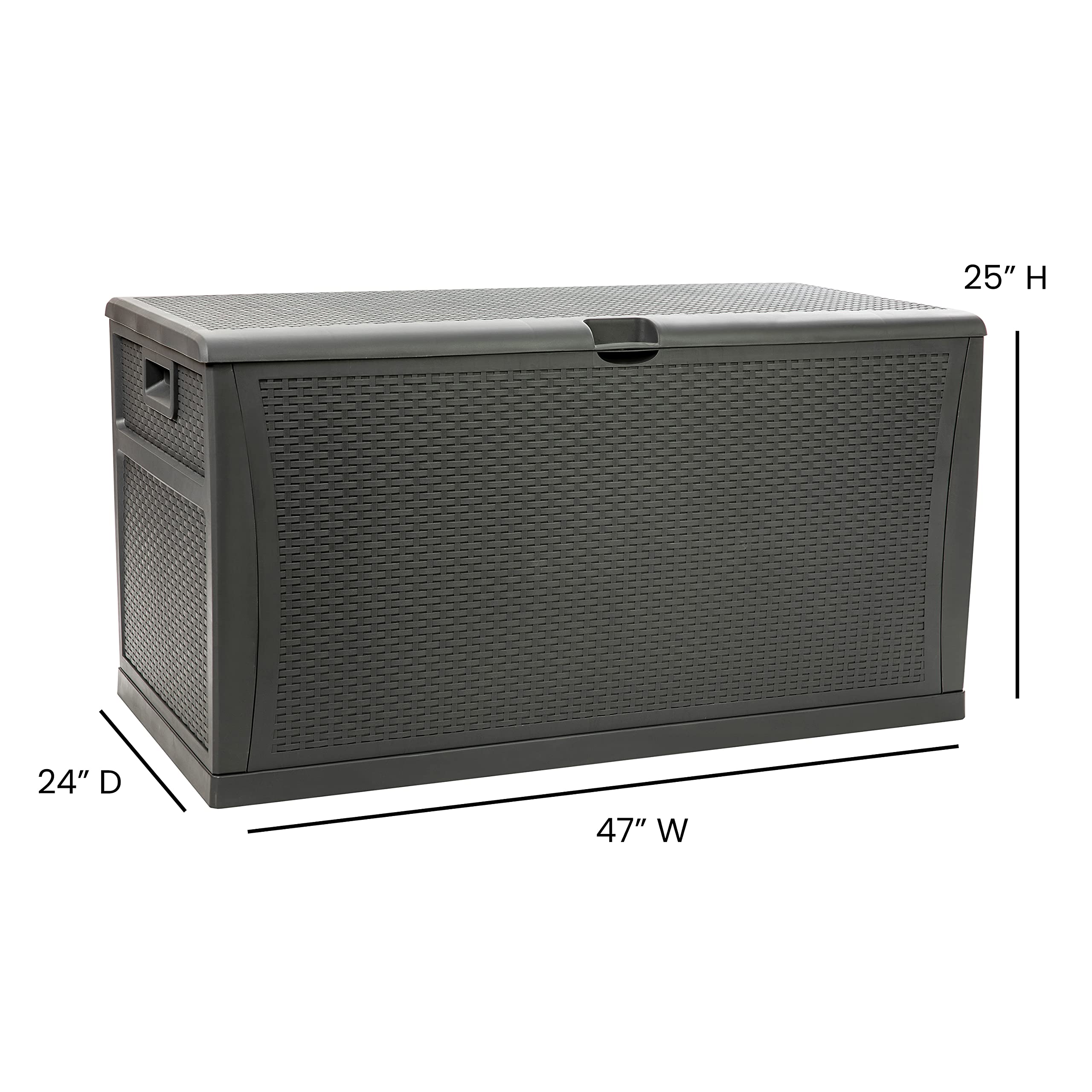 EMMA + OLIVER 120 Gallon Gray Plastic Deck Box - Outdoor Patio Storage Solution for Cushions, Pool Toys & Garden Tools | Perfect for Backyard, Deck & Poolside Organization