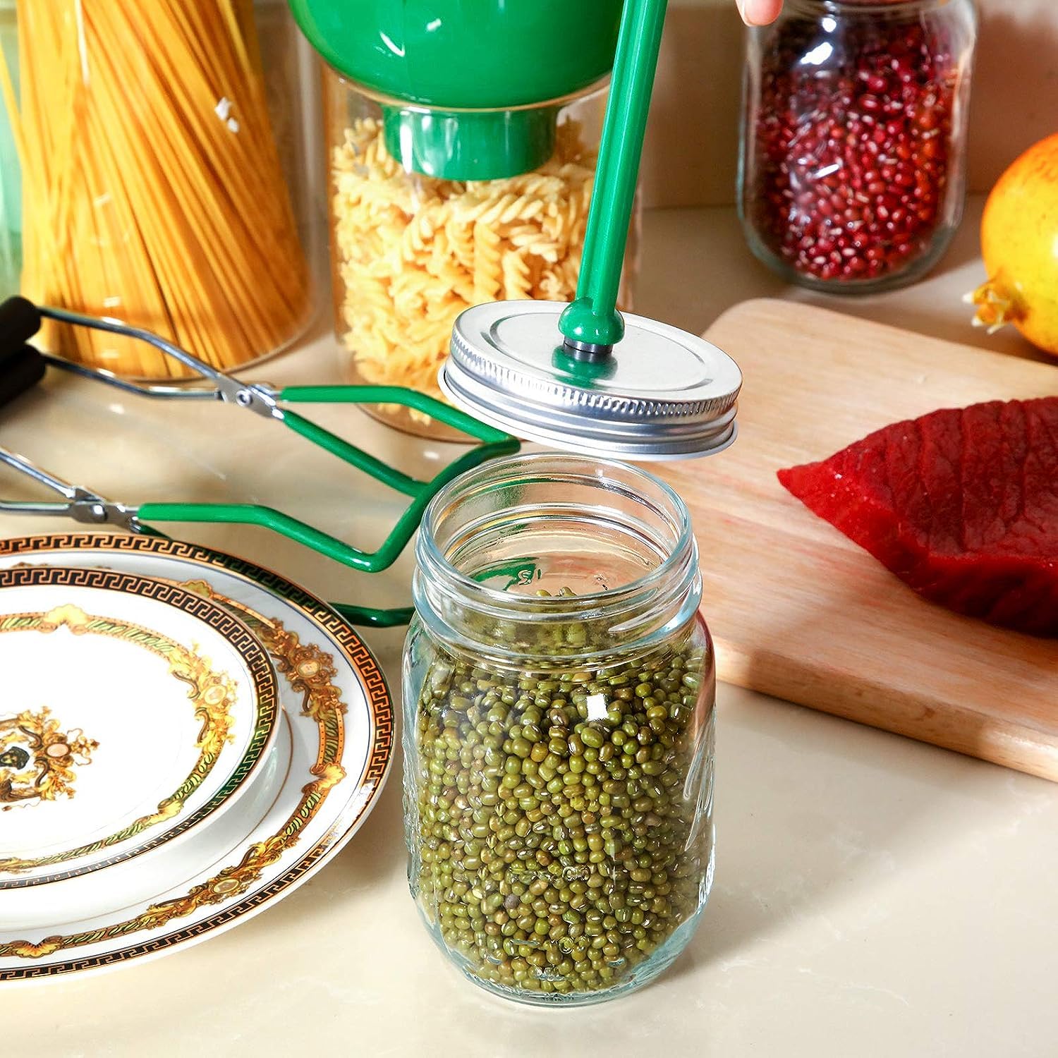 Premium Canning Supplies Kit - Magnetic Lid Lifter Wand (Green) for Home Canning, Preserving, and DIY Food Storage - Essential Canning Tools for Jars, Pickling, and Fermenting