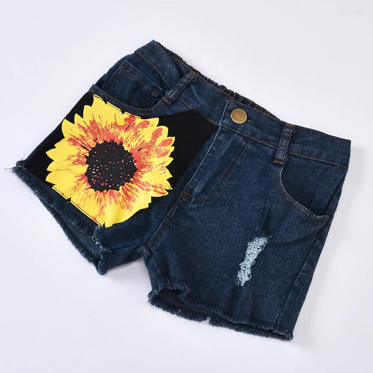 Camidy 1-8T Toddler Girl Summer Outfit Set - Sleeveless Vest Top + Floral Denim Shorts | Playtime & Casual Wear