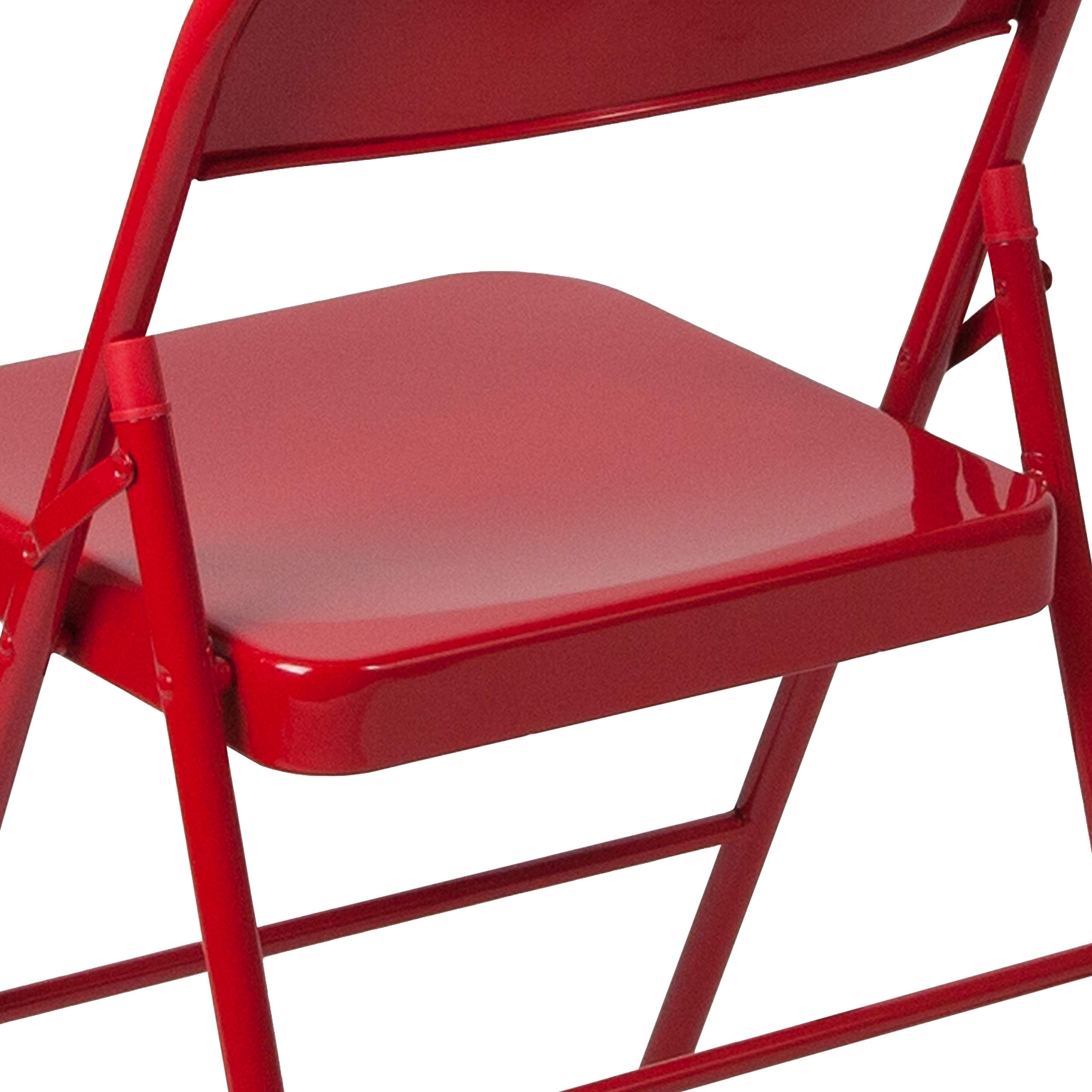 Flash Furniture HERCULES Series Heavy Duty Red Metal Folding Chair - Double Braced for Extra Strength - Perfect for Events, Parties, Outdoor Gatherings & Temporary Seating