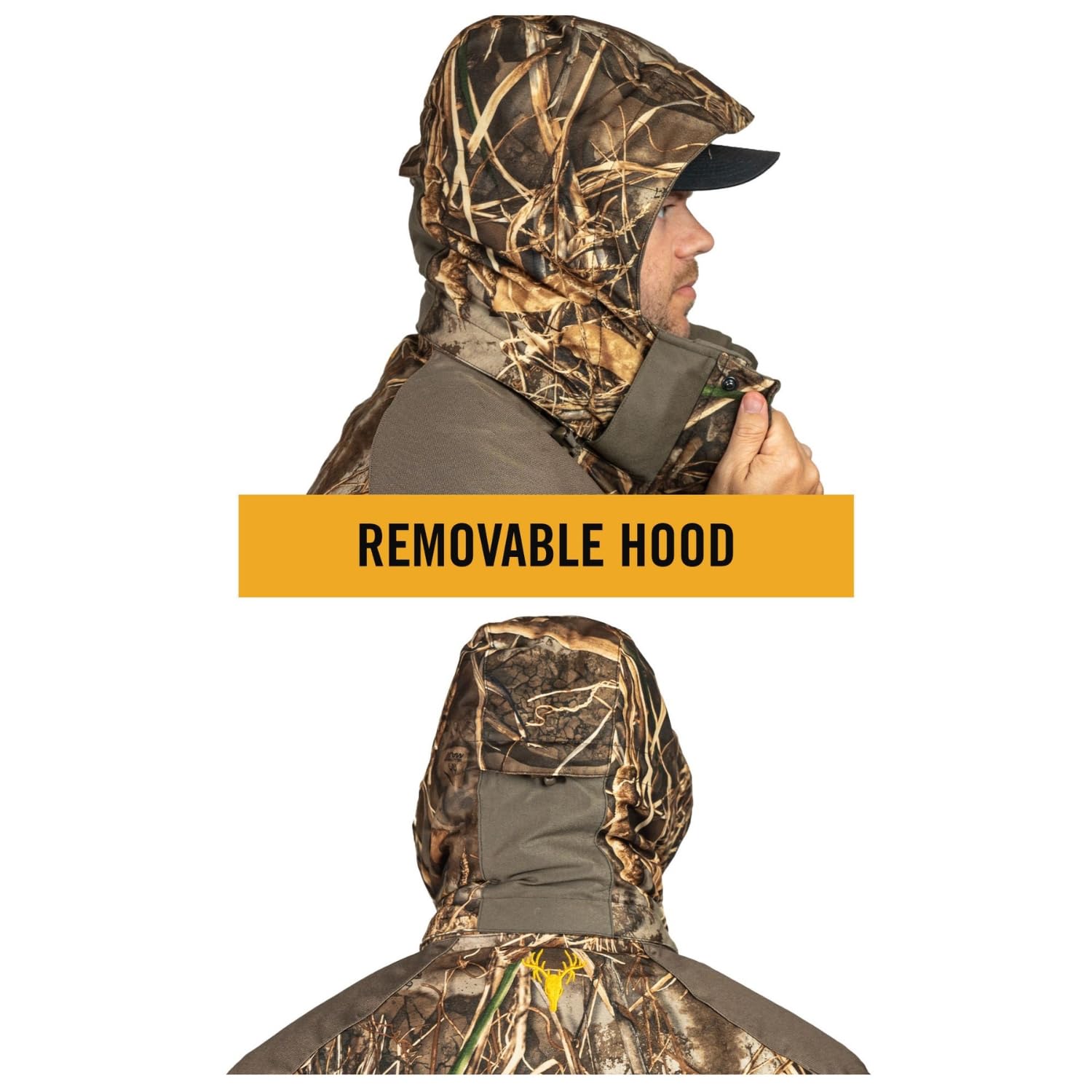 Men's 3-in-1 Insulated Camo Hunting Parka - Waterproof Winter Jacket with Detachable Hood | Warm Camouflage Hunting Coat for Cold Weather | Ideal for Deer Hunting, Outdoor Adventures & Winter Camping