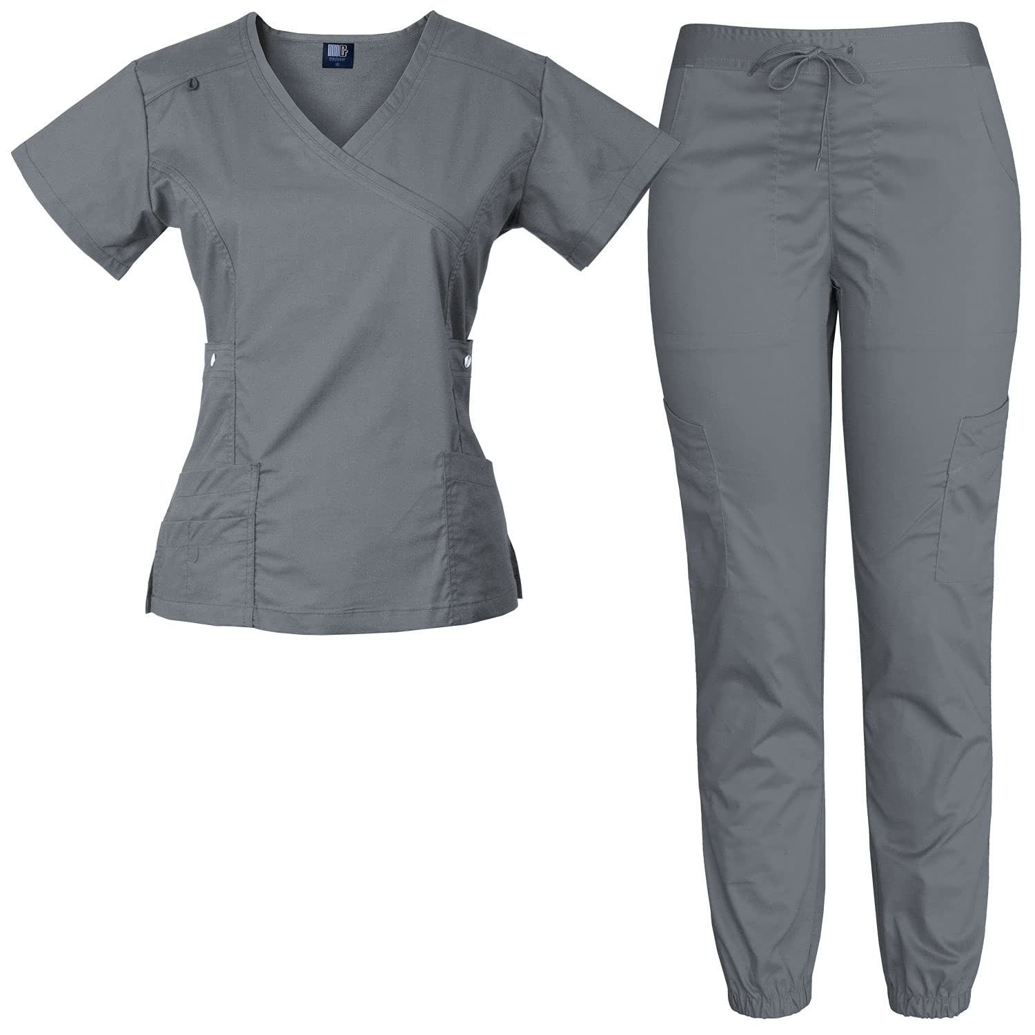 Medgear Women's 12-Pocket Stretch Jogger Scrub Set - Comfortable Nursing Uniform for Healthcare Workers - Perfect for Hospitals, Clinics & Long Shifts