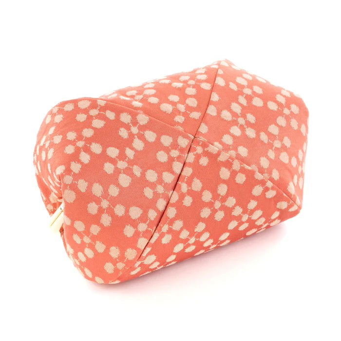 Handmade Kyoto Nishijin Silk Pouch - Plum Blossom & Rose Design | Japanese Traditional Gamaguchi Cosmetic Bag | Makeup Organizer, Travel Toiletry Case, Stationery Pouch & Purse Insert (Perfect for Daily Essentials, Gift Giving & Japanese Culture Lovers)