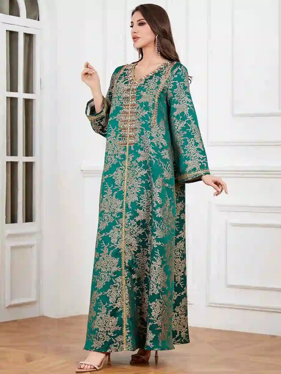 Elegant Eid Dresses for Women - Embroidered Beaded Caftan Kaftan Dress #254336 | Perfect for Eid Celebrations, Weddings & Special Occasions