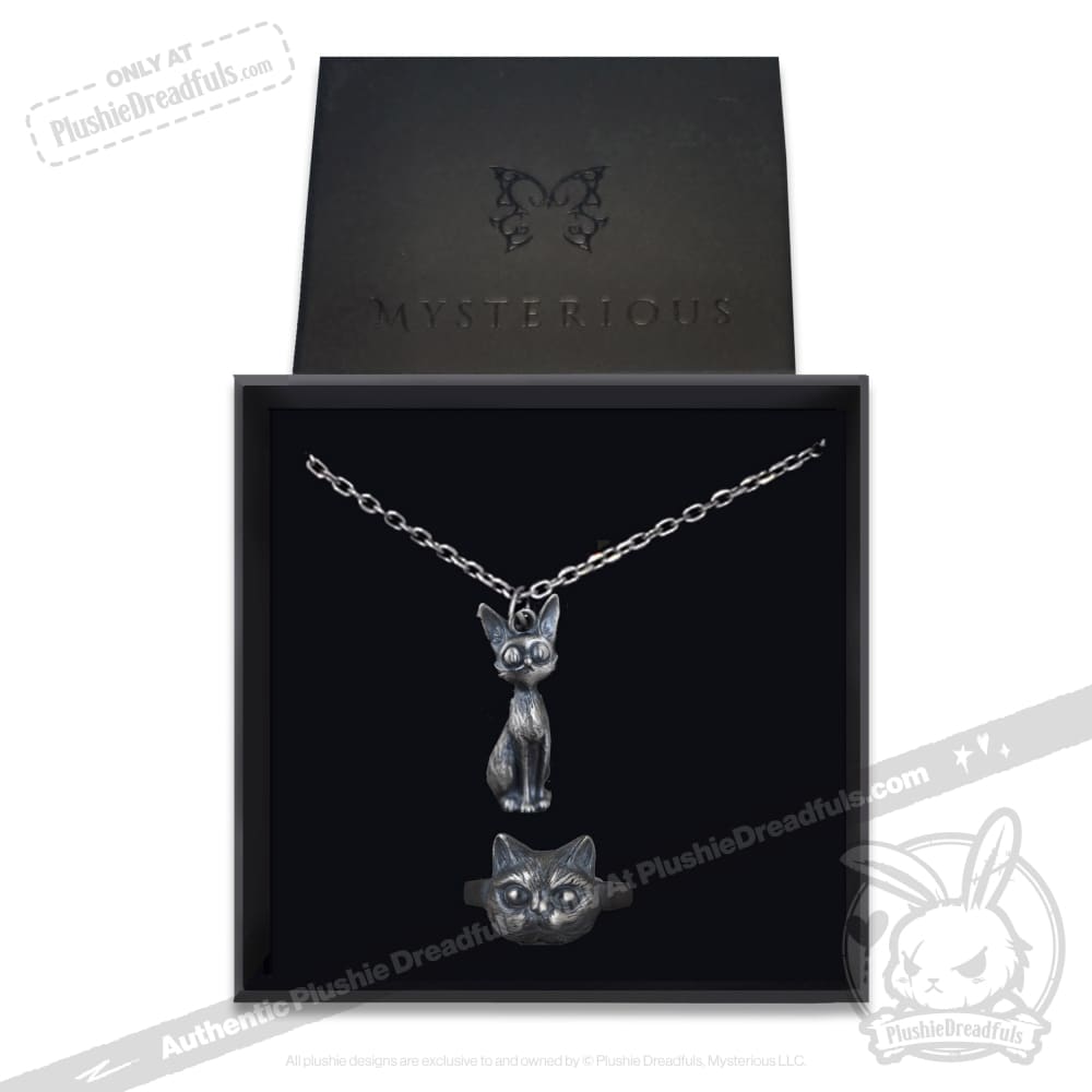 Sterling Silver Cat Jewelry Set - Elegant Necklace & Earrings for Women - Perfect Gift for Cat Lovers & Everyday Wear