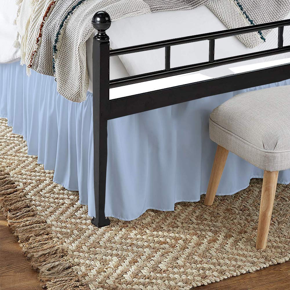 Premium 100% Microfiber Dust Ruffle Bed Skirt - Split Corner Design, Soft & Wrinkle-Free with 10