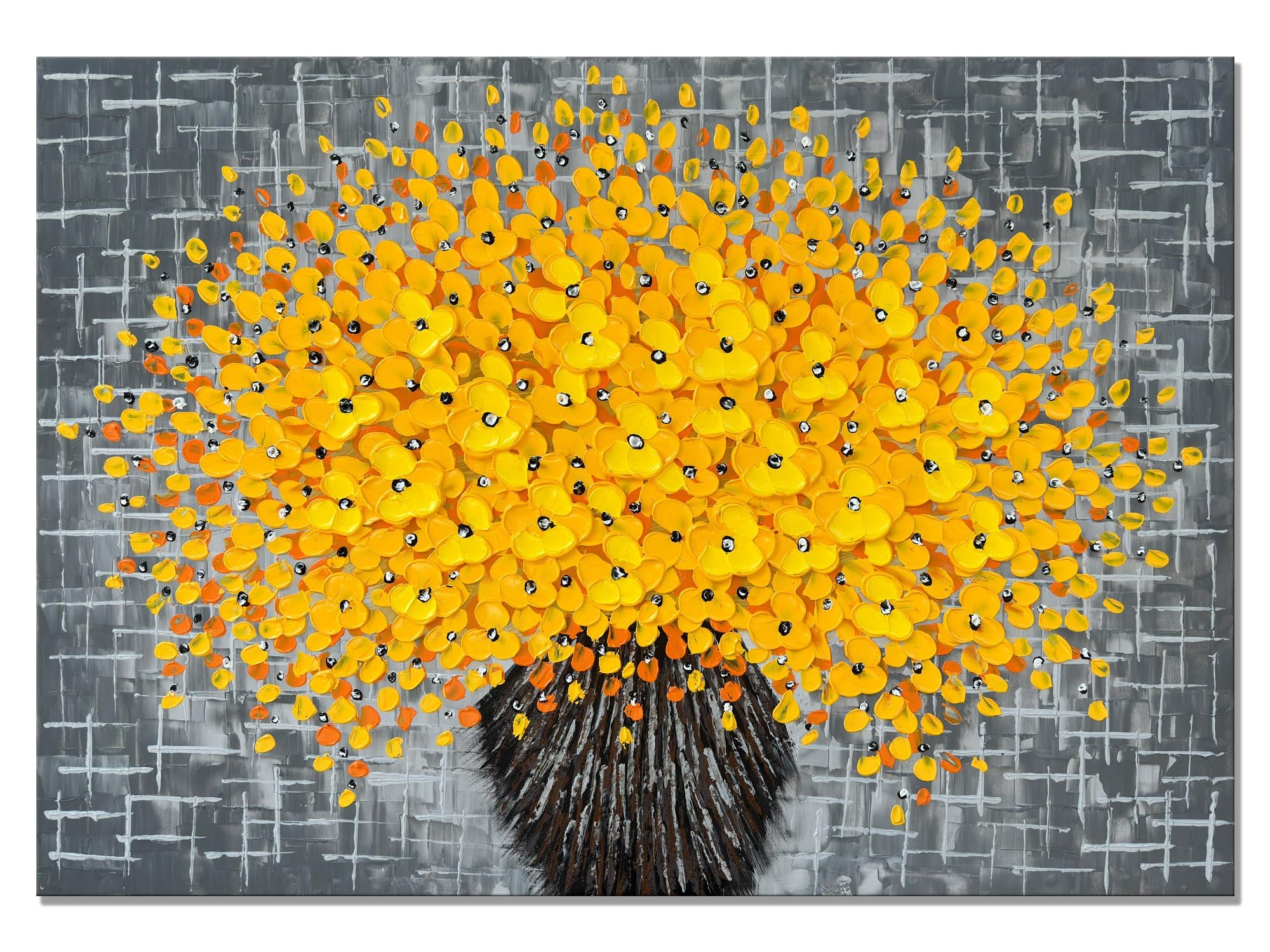 Alenoss 40x28 Inches Large Yellow Flower 3D Oil Painting - Modern Abstract Canvas Wall Art for Living Room, Bedroom & Office Decor - Floral Artwork Ready to Hang - Perfect for Home, Apartment & Workspace Decoration