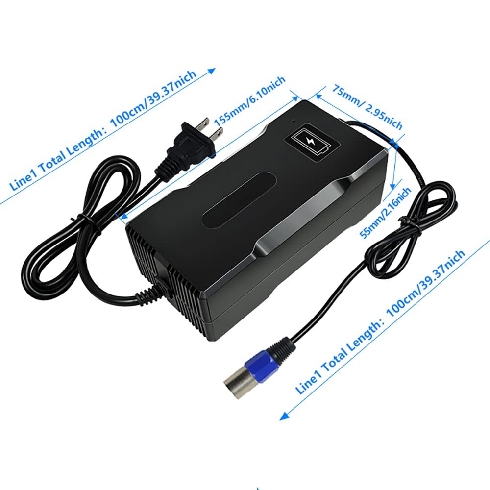 42V 5A Lithium Battery Charger for Electric Bikes, Scooters & Wheelchairs | Fast Charging with 3-Pin XLR Plug | Perfect for Commuting, Outdoor Adventures & Mobility Devices