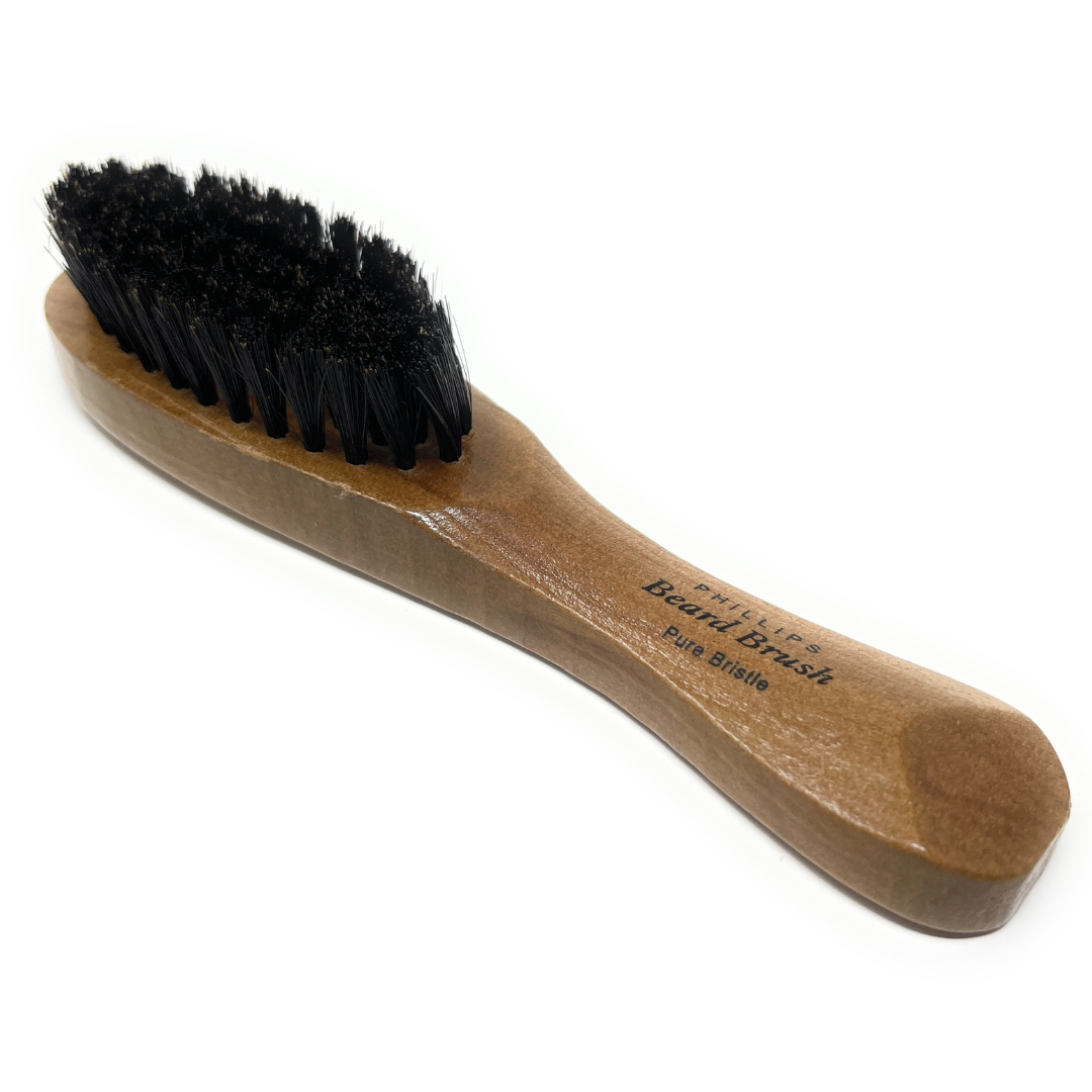Phillips Beard Brush for Men - Pure Bristle Wood Handle Boar Hair Brush - Perfect for Short Beard Grooming & Styling at Home or Travel