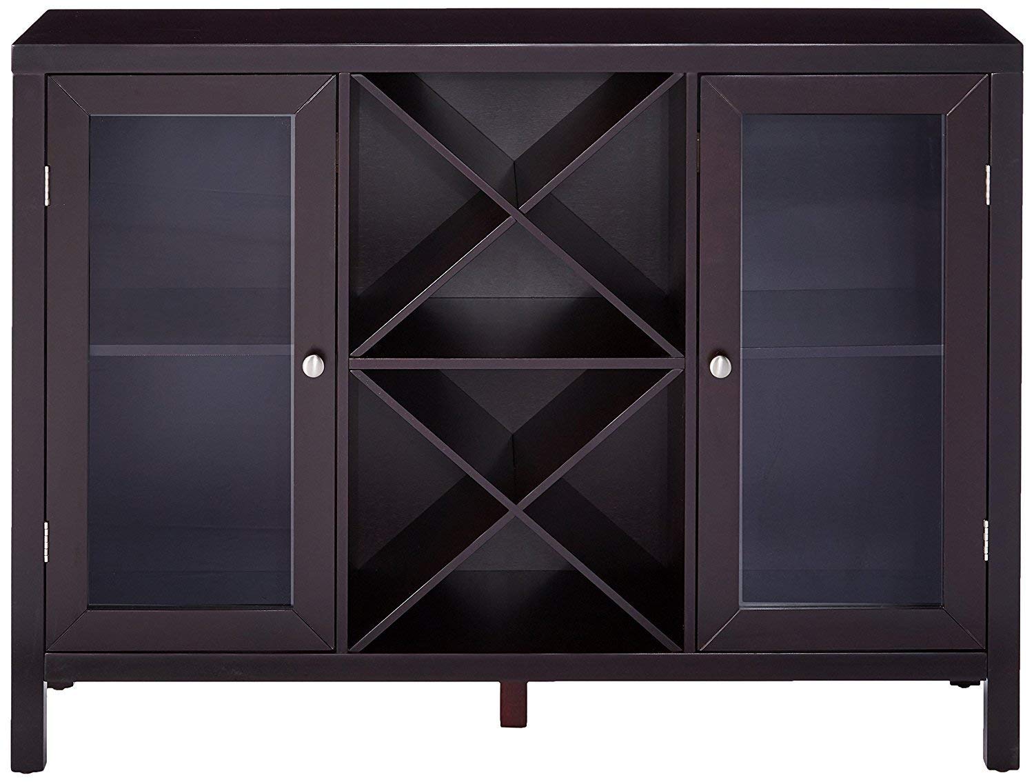 KB Designs - Bar Server Kitchen Buffet with Wine Rack Storage Cabinet, Espresso Brown - Modern Home Bar Furniture for Dining Room, Living Room & Entertaining Guests