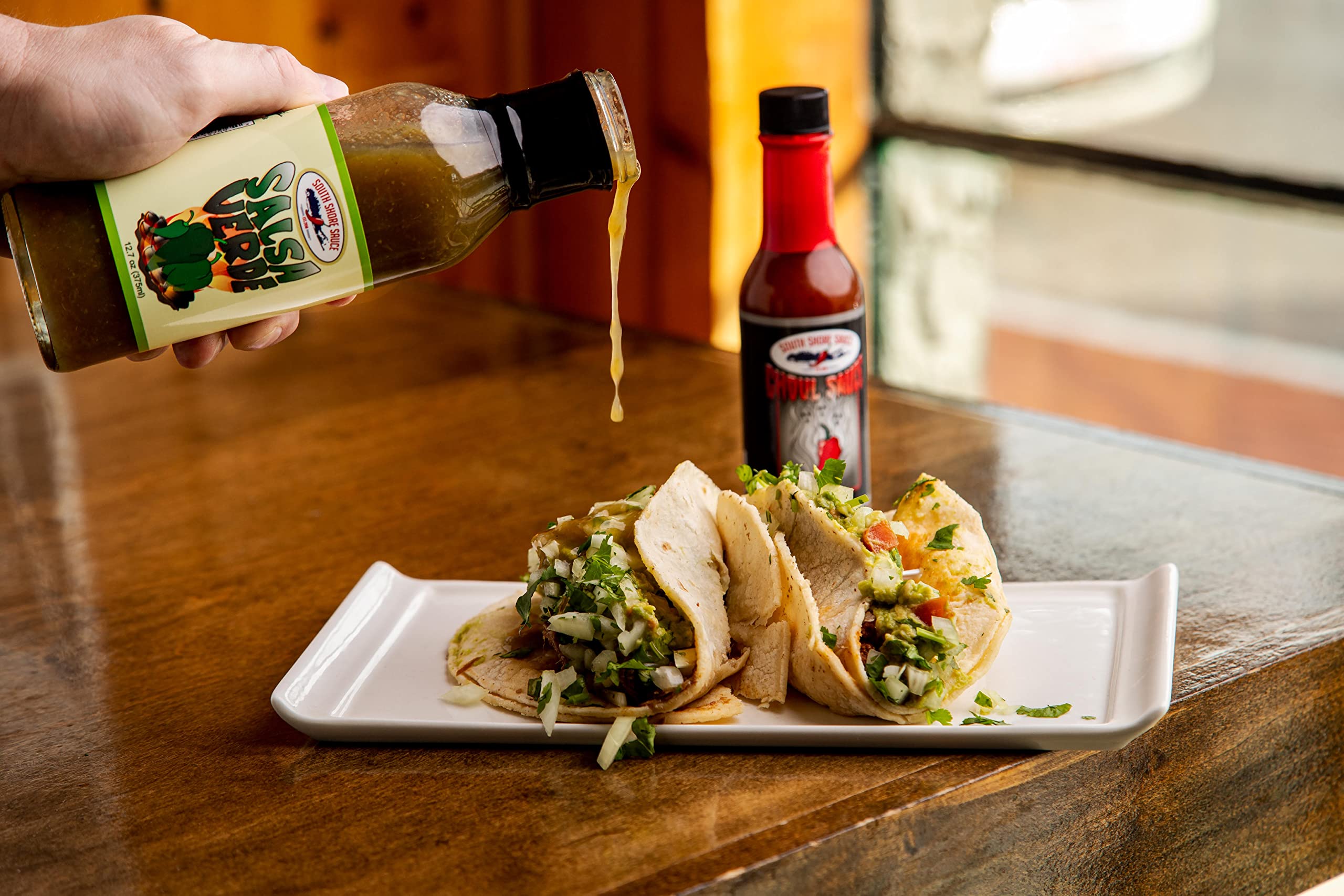 SOUTH SHORE SAUCE Gourmet Mild Spicy Salsa Verde with Jalapenos | Gluten Free Artisan Hot Sauce | Fresh Cooling Sweet Flavor | 12.7 Fl Oz Bottle | Perfect for Tacos, Nachos, Grilled Meats & Snacks