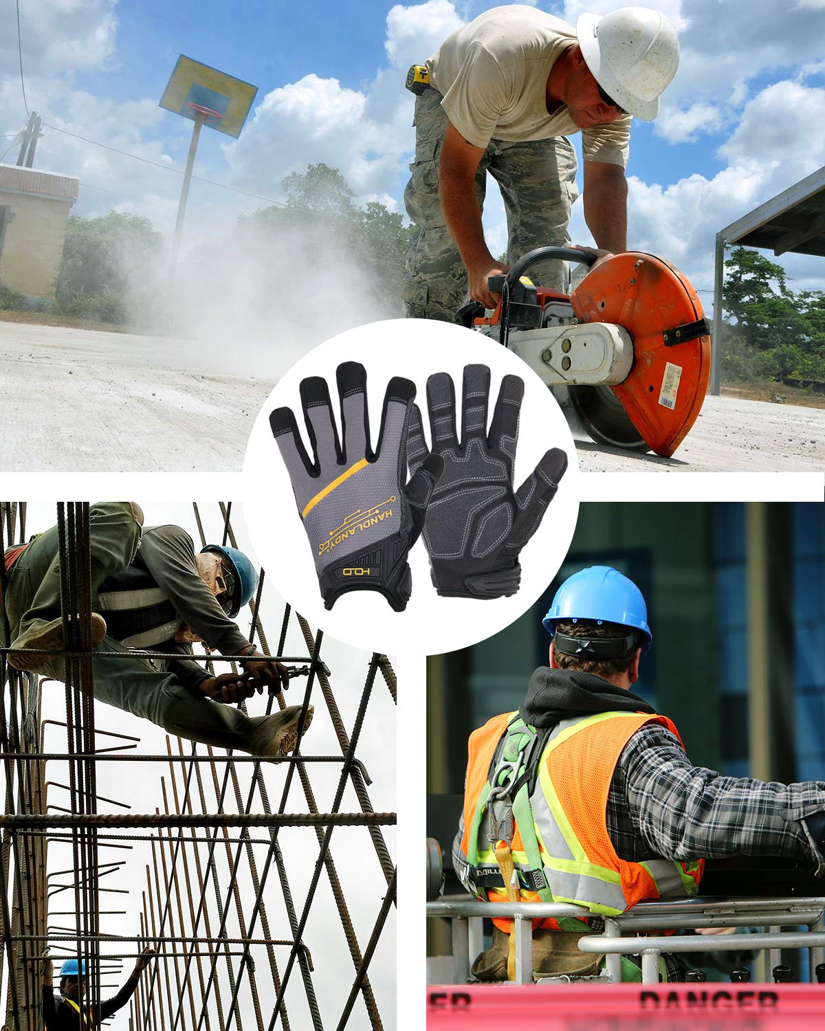 Handlandy Touchscreen Work Gloves for Men & Women - Mechanic & Yard Work