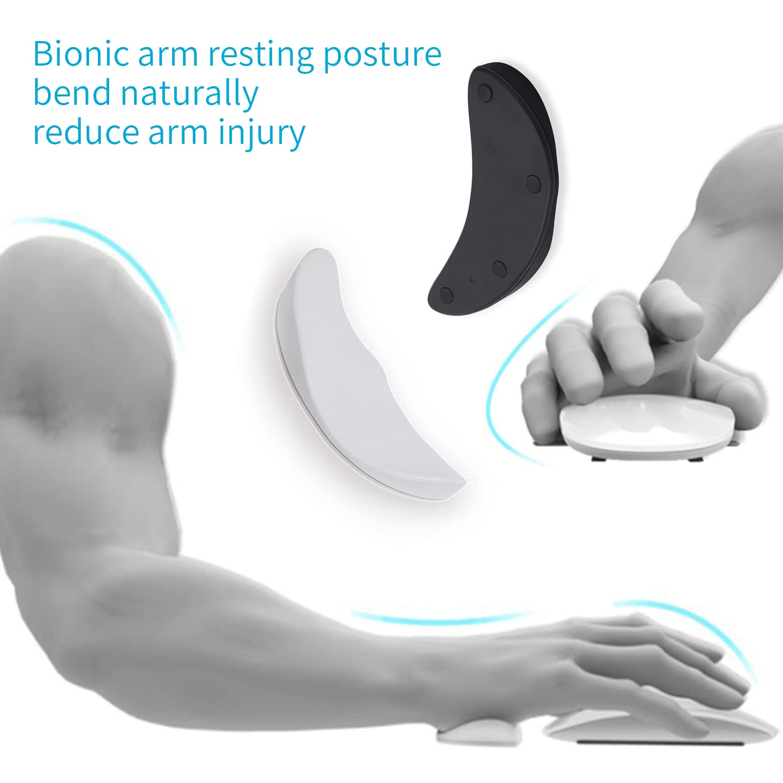 2PCS Ergonomic Mouse Wrist Rest Support - Comfortable Palm Rest Pad with Smooth Gliding Motion for Wrist Pain Relief - Pressure Relief for Office Work, Gaming & Coding - Perfect for Long Computer Sessions (Black & Gray)