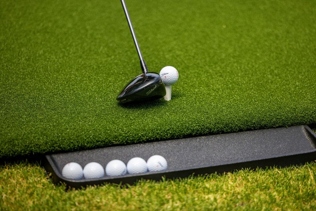 Premium Golf Practice Mat for Indoor & Outdoor Use - Includes Bonus Golf Ball Tray + 3 Rubber Tees - Perfect for Home, Office, Backyard & Driving Range Training