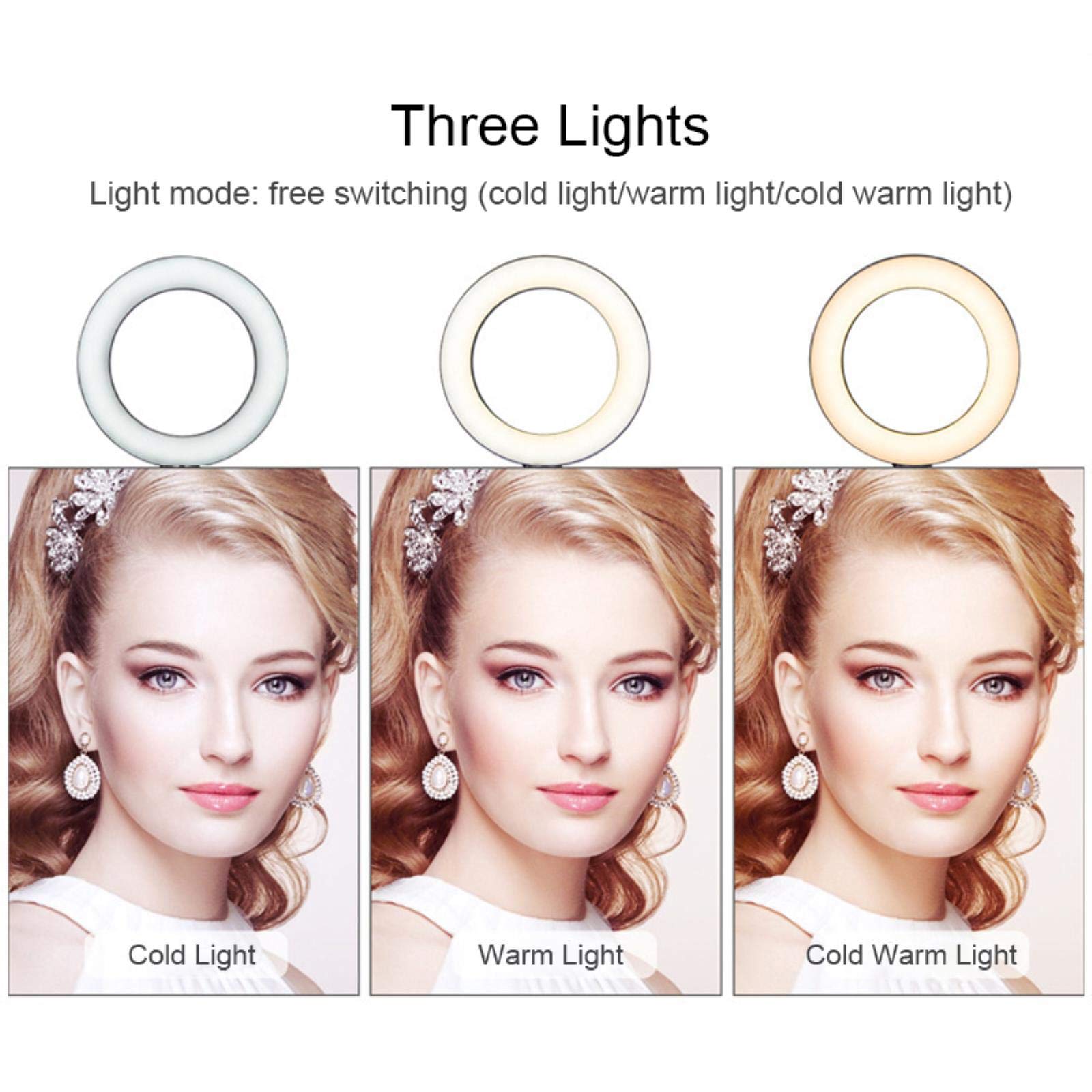 ZHOUSAN K315 6-inch Dimmable LED Ring Light with Tripod Stand - Professional Photography Lighting for Selfies, YouTube Videos, TikTok Live Streaming & Makeup Application