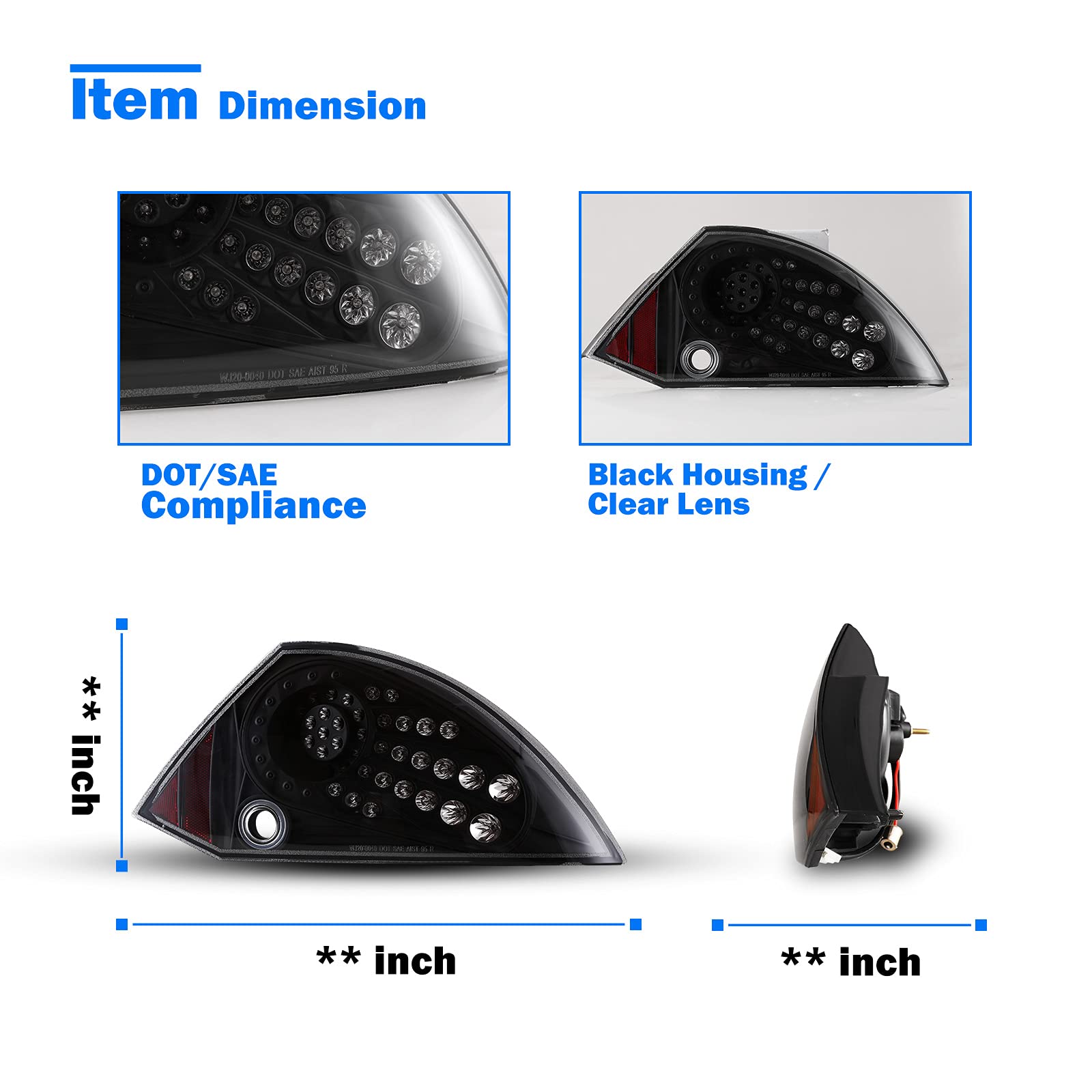 WOLFSTORM LED Tail Lights for 2000-2005 Mitsubishi Eclipse - Direct Replacement LED Tail Light Assembly (1 Pair) - Enhance Night Visibility & Style for Street Racing & Car Shows