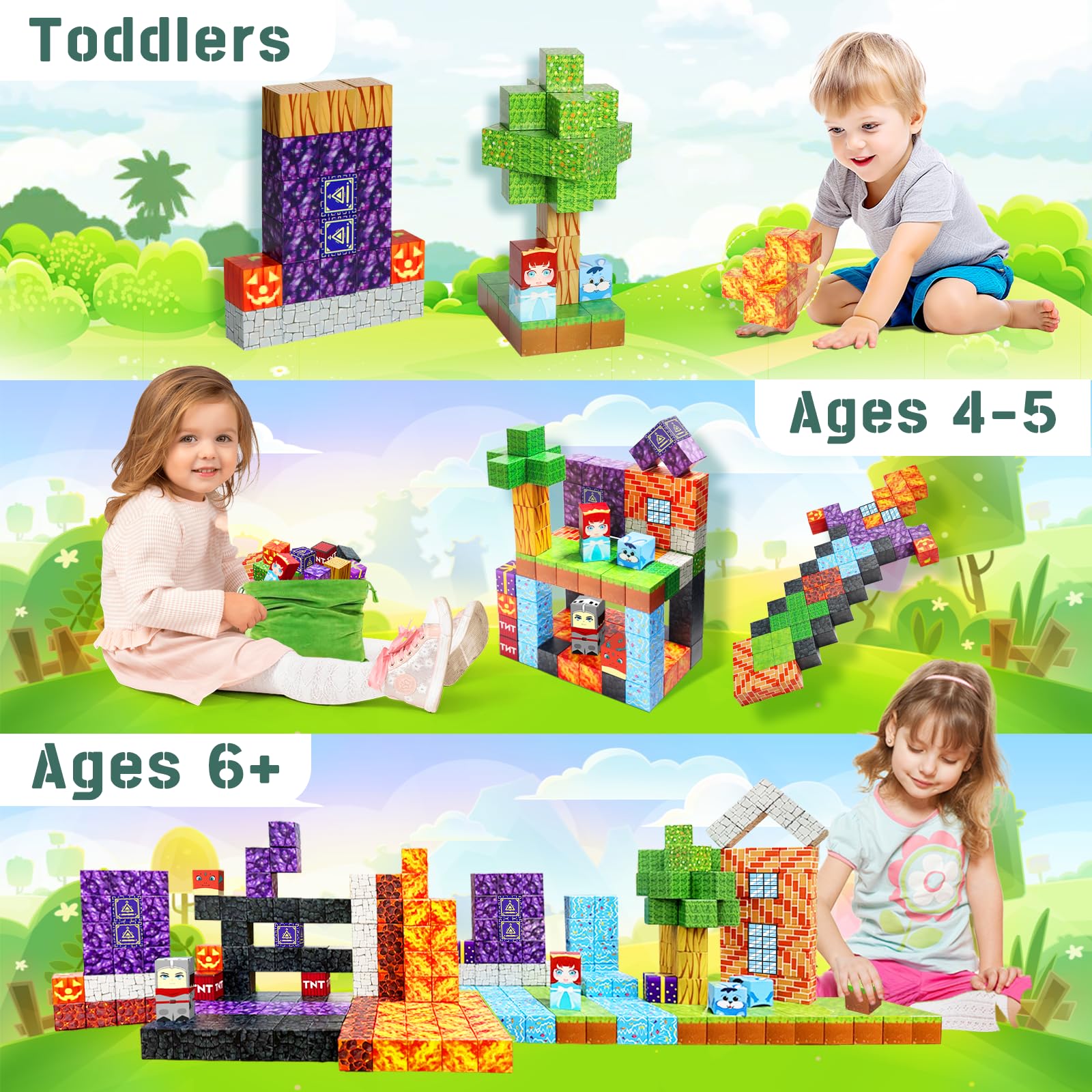 100PCS 1-Inch Magnetic Building Blocks - STEM Educational Toys for Kids Ages 3+ | Creative Construction Set for Boys & Girls | Perfect for Christmas, Birthday Gifts & Classroom Learning Activities | Sensory Play & Brain Development Toy