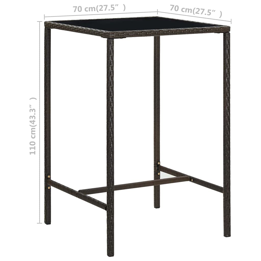 Outdoor Patio Dining Table with Tempered Glass Top & Steel Frame - Rectangle Bistro, Coffee & Console Table - Durable Poly Rattan for Garden, Lawn, Backyard - Perfect for Al Fresco Dining & Outdoor Entertaining