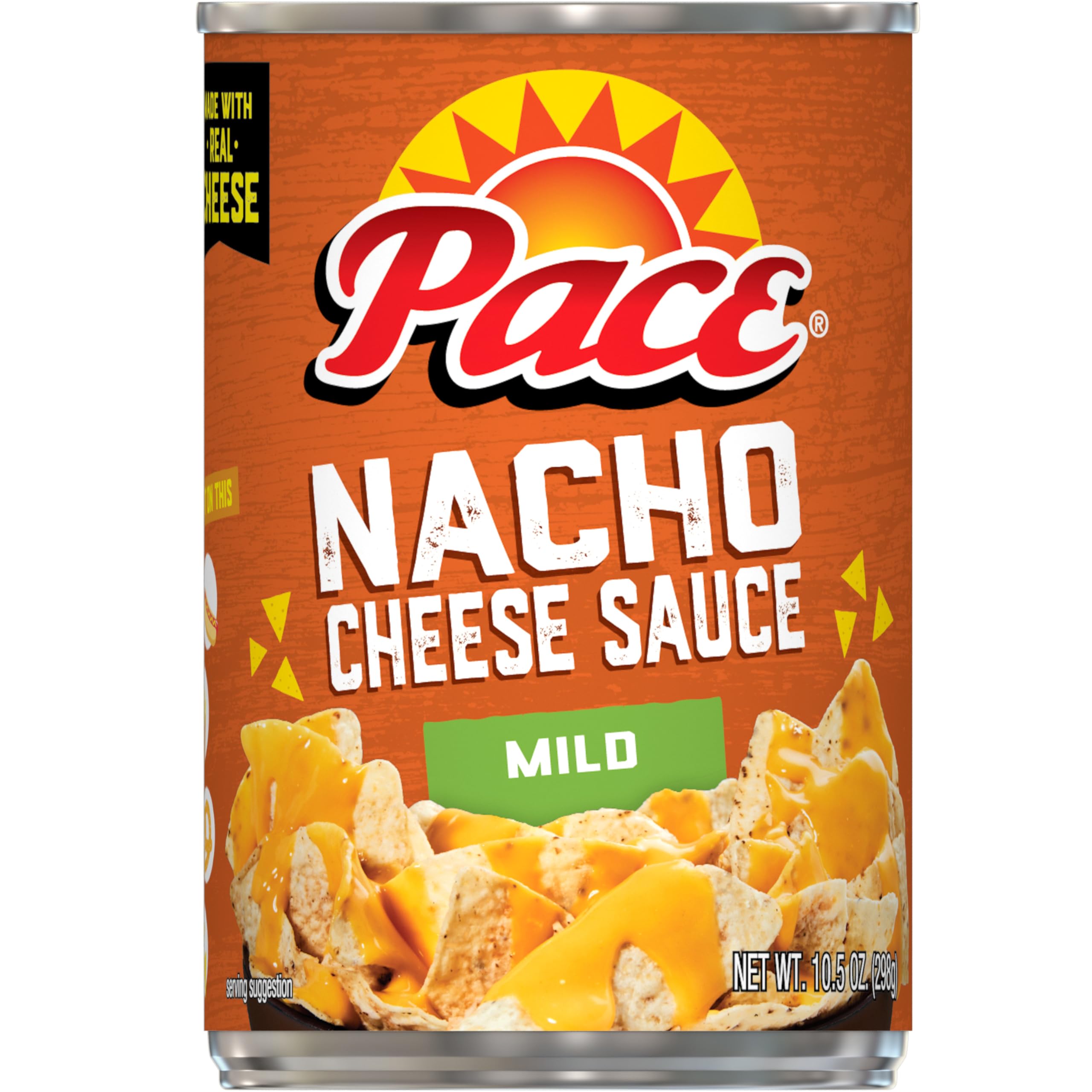 Pace Mild Nacho Cheese Sauce - 10.5 oz Can (Pack of 1) | Gluten-Free Cheese Dip for Nachos, Tacos & Snacks | Perfect for Parties, Movie Nights & Game Day