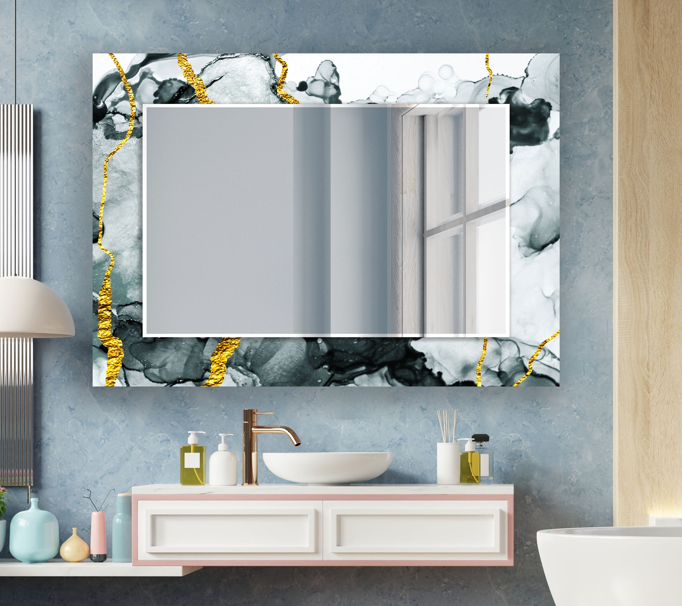 Elegant Black & Silver Golden Wall Mirror - Modern Home Decor for Living Room, Bedroom, or Entryway - Perfect for Enhancing Space & Style