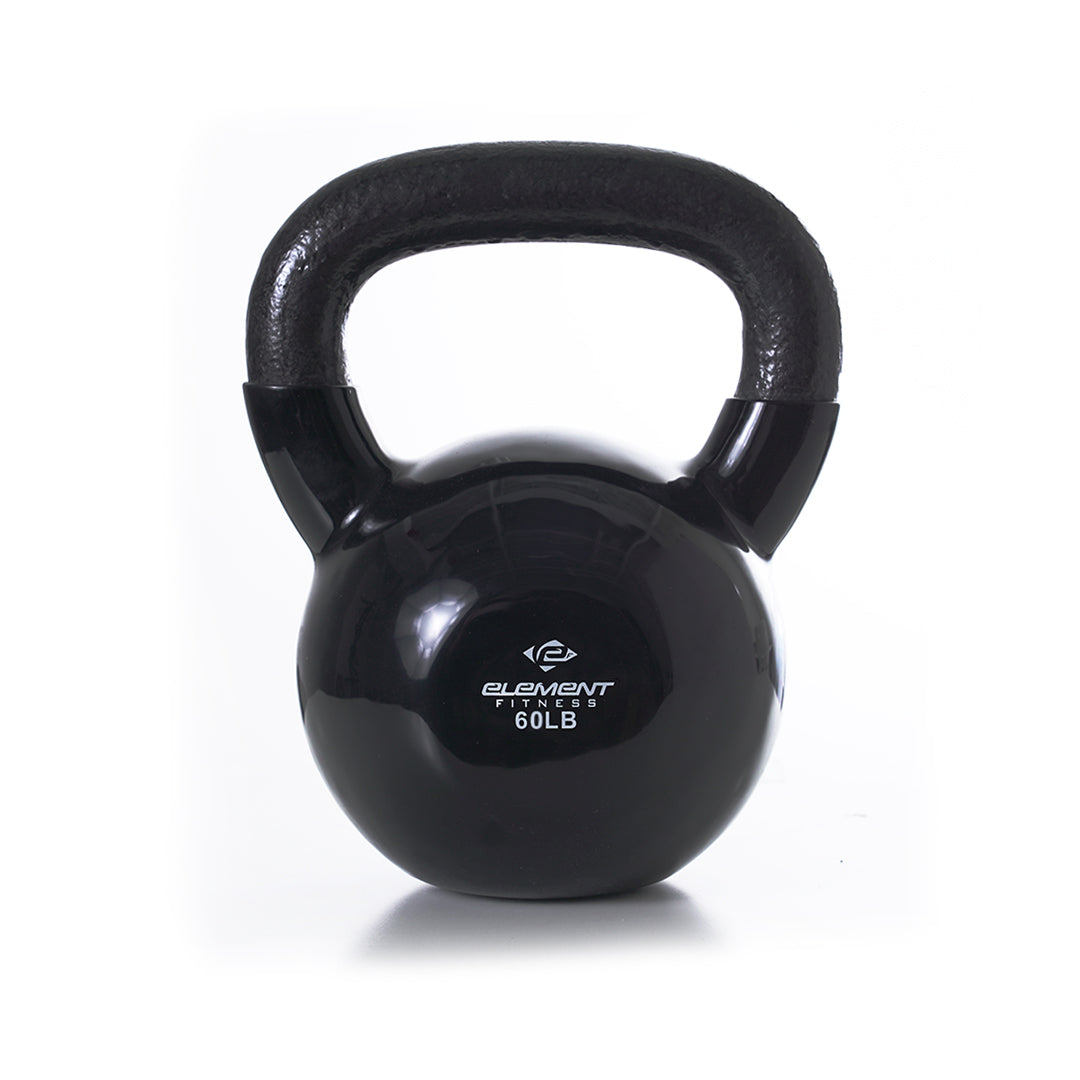 Vinyl Kettlebells 5-75 lbs Set | Durable Black Workout Weights for Home Gym, Strength Training & CrossFit