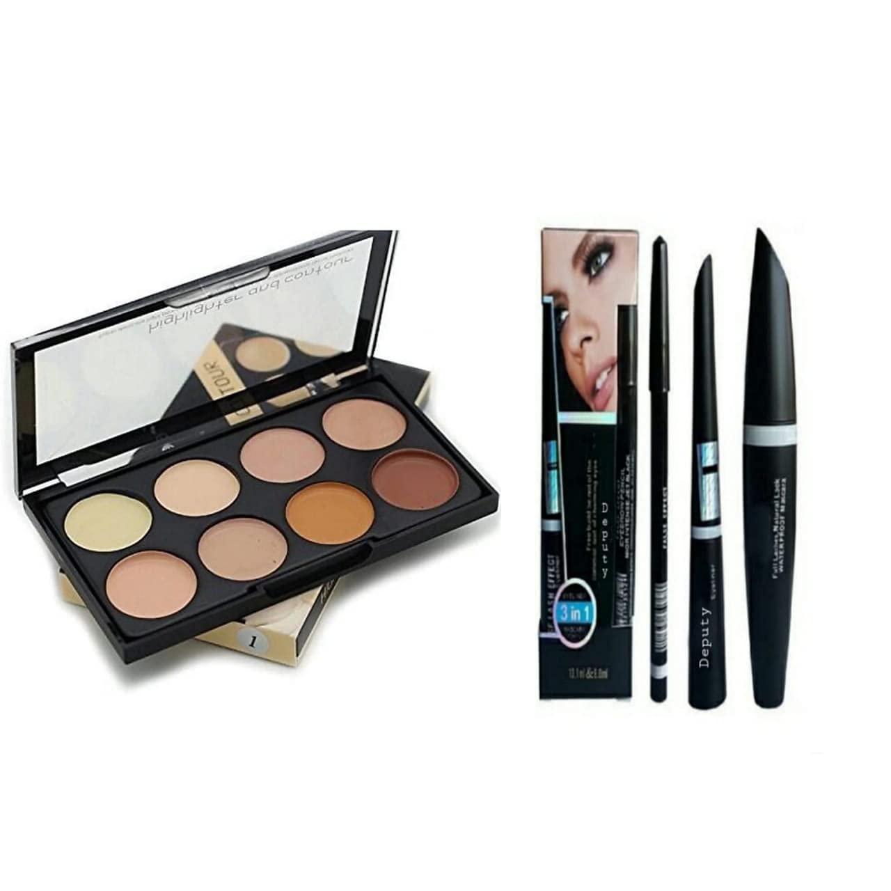 Deputy Corrector & Contour Concealer - MultiColor (16g), Volumizing Mascara, Waterproof Liquid Eyeliner, Natural Eyebrow Pencil - Perfect for Daily Makeup, Contouring & Full Face Coverage