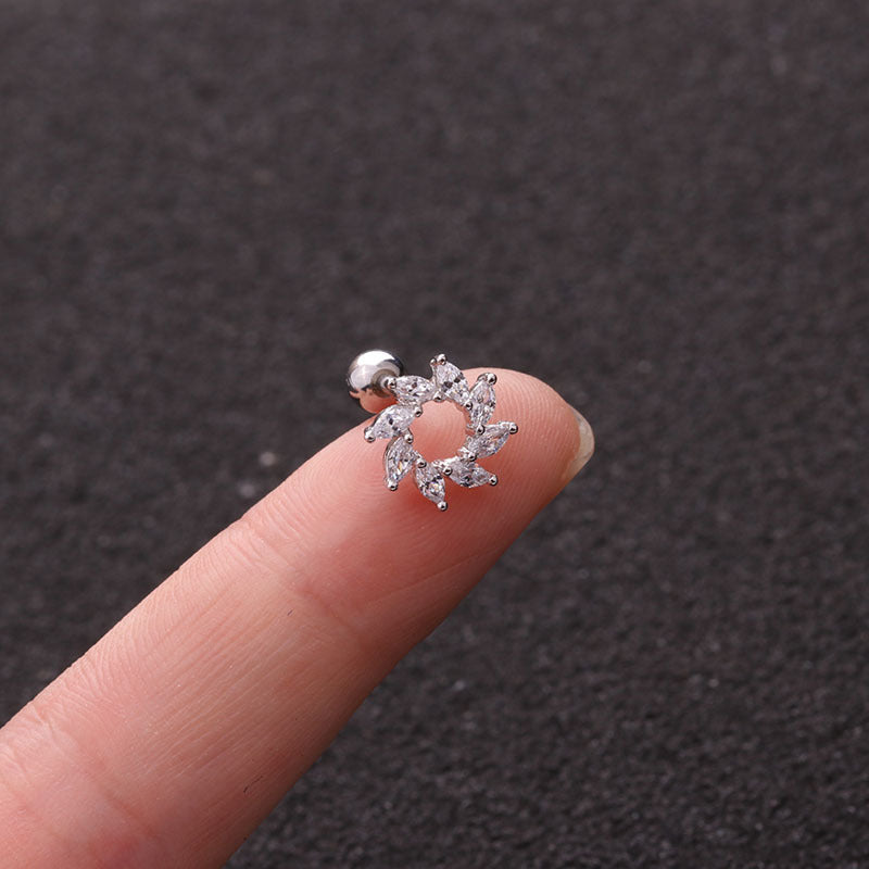 16G Sunflower Conch Stud Sleeper Earrings - HSPJ1960 | Dainty Flower Ear Jewelry for Cartilage Piercing | Perfect for Everyday Wear, Parties & Gifts